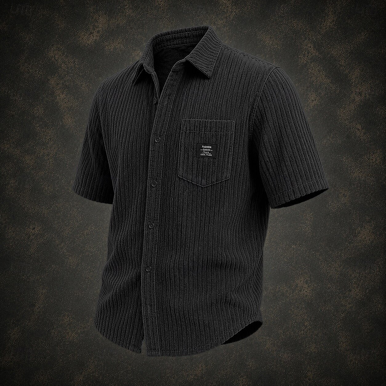Men Shirt Casual Shirt Corduroy Shirt Button Up Shirt Black White Light Blue Short Sleeve Plain Shirt Collar Casual Daily Front Pocket Clothing Apparel Elegant Fashion Casual