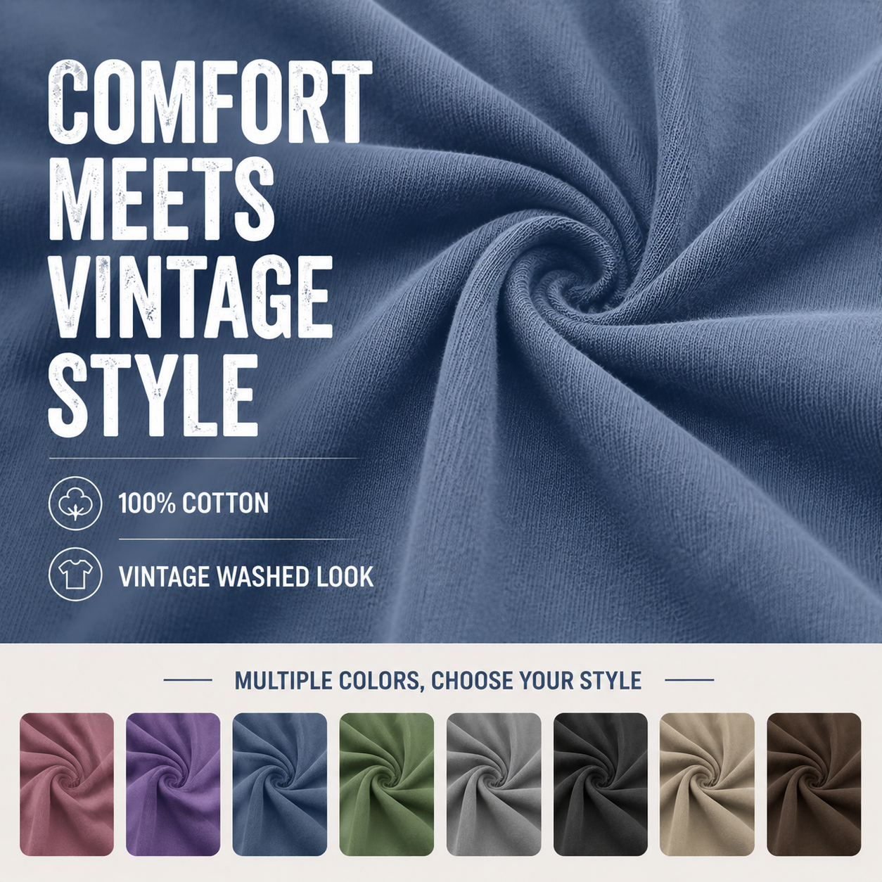 100% Cotton Vintage Washed Henley T-Shirt