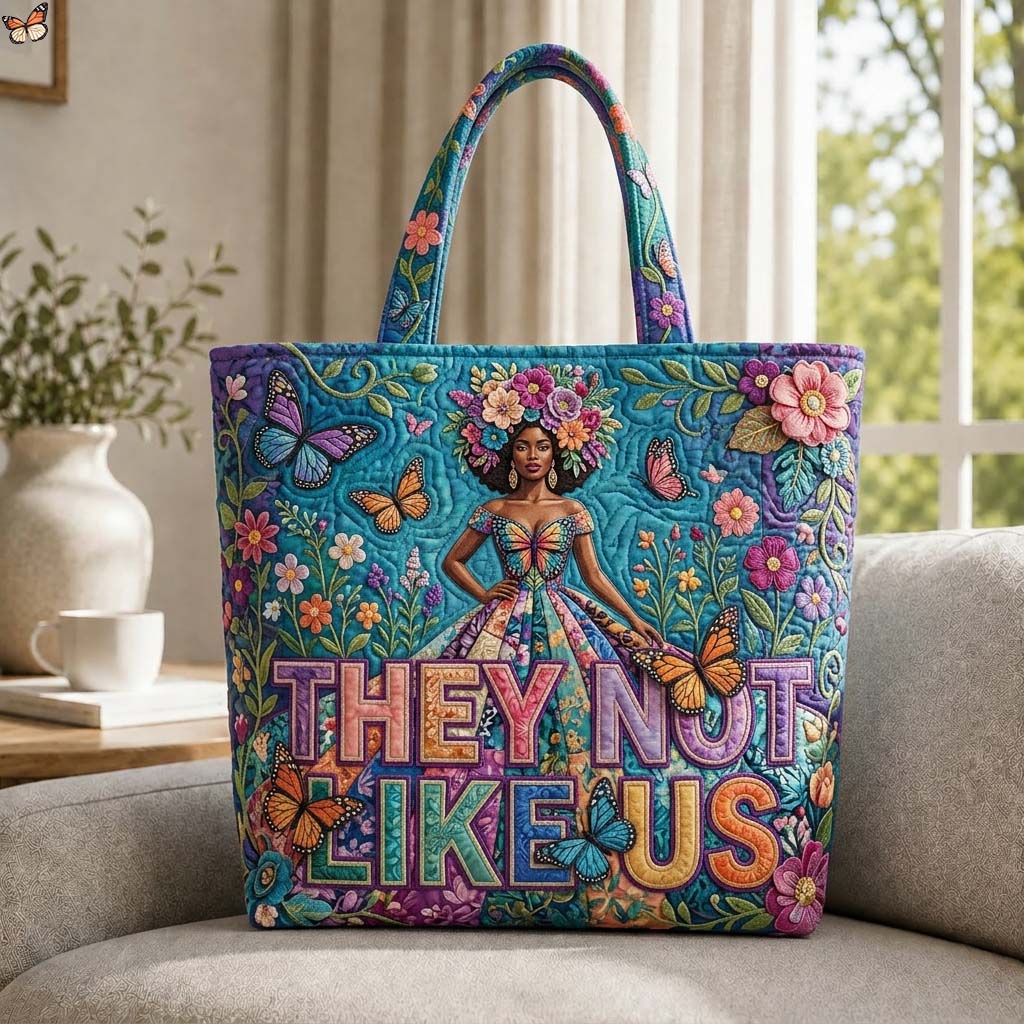 Teal Butterfly Queen Quilted Tote Bag GDTONTD621