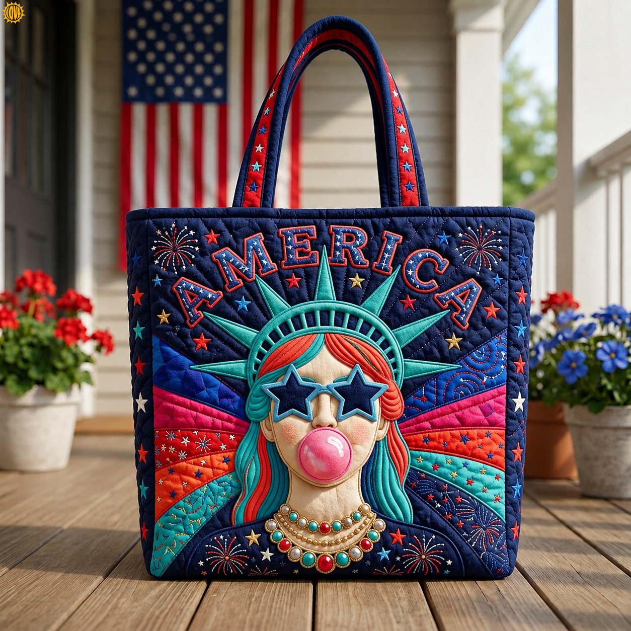 Patriot Pop Quilted Tote Bag GDTONTD708