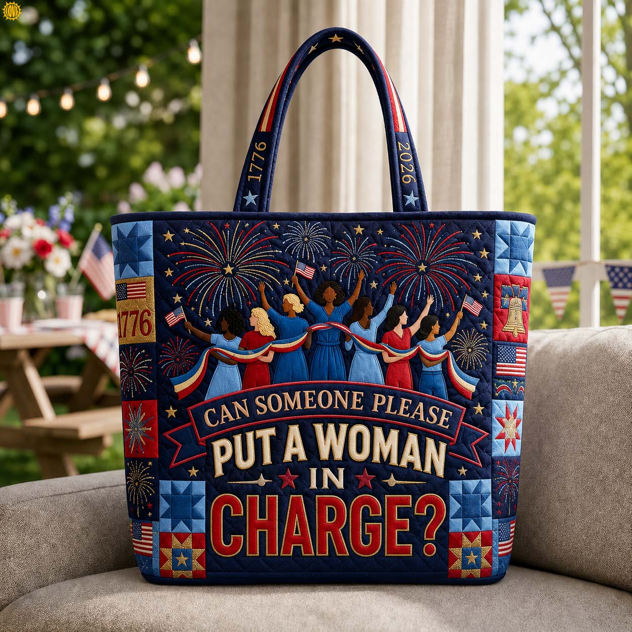 Freedom Women Quilted Tote Bag GDTONTD711