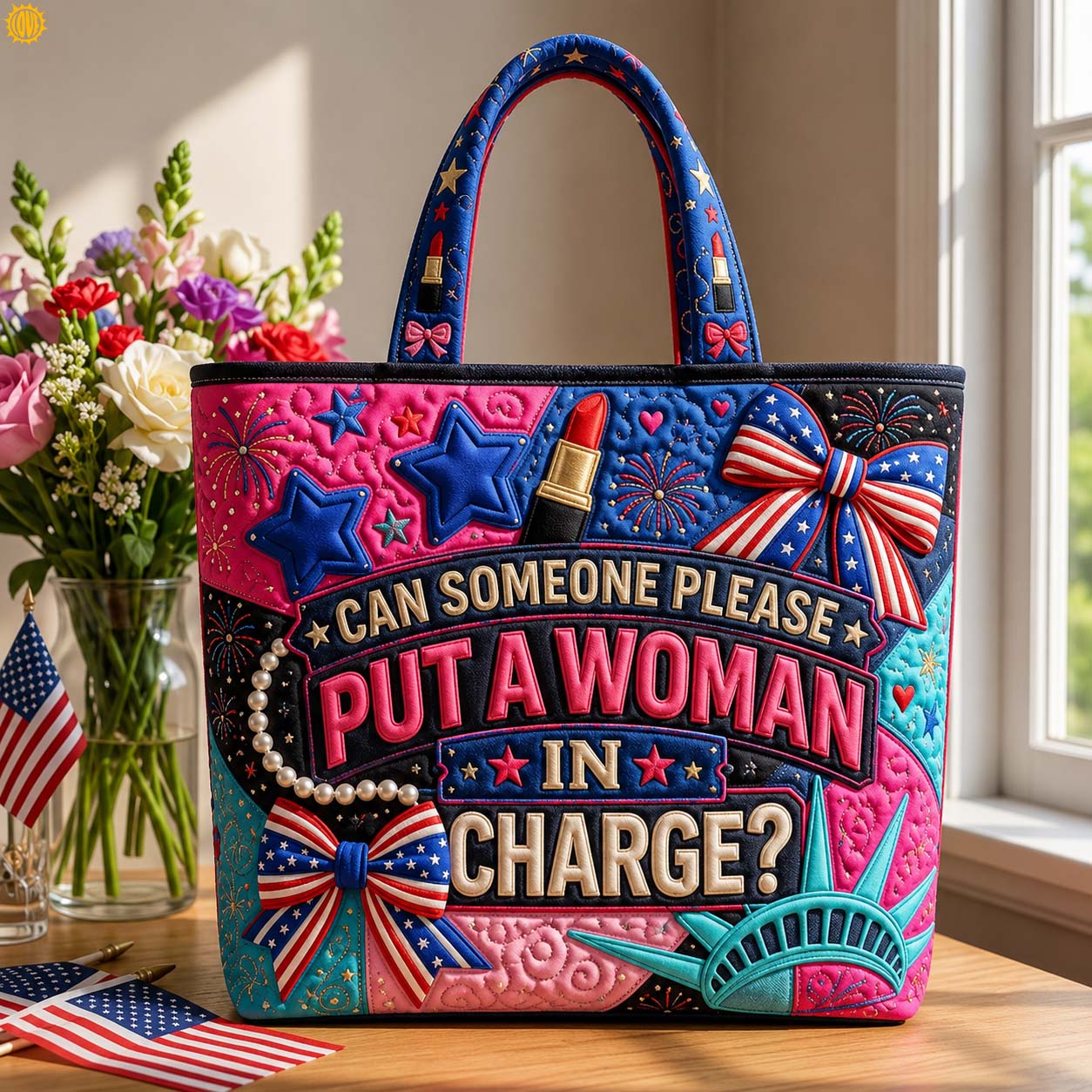 Glam Patriot Quilted Tote Bag GDTONTD714
