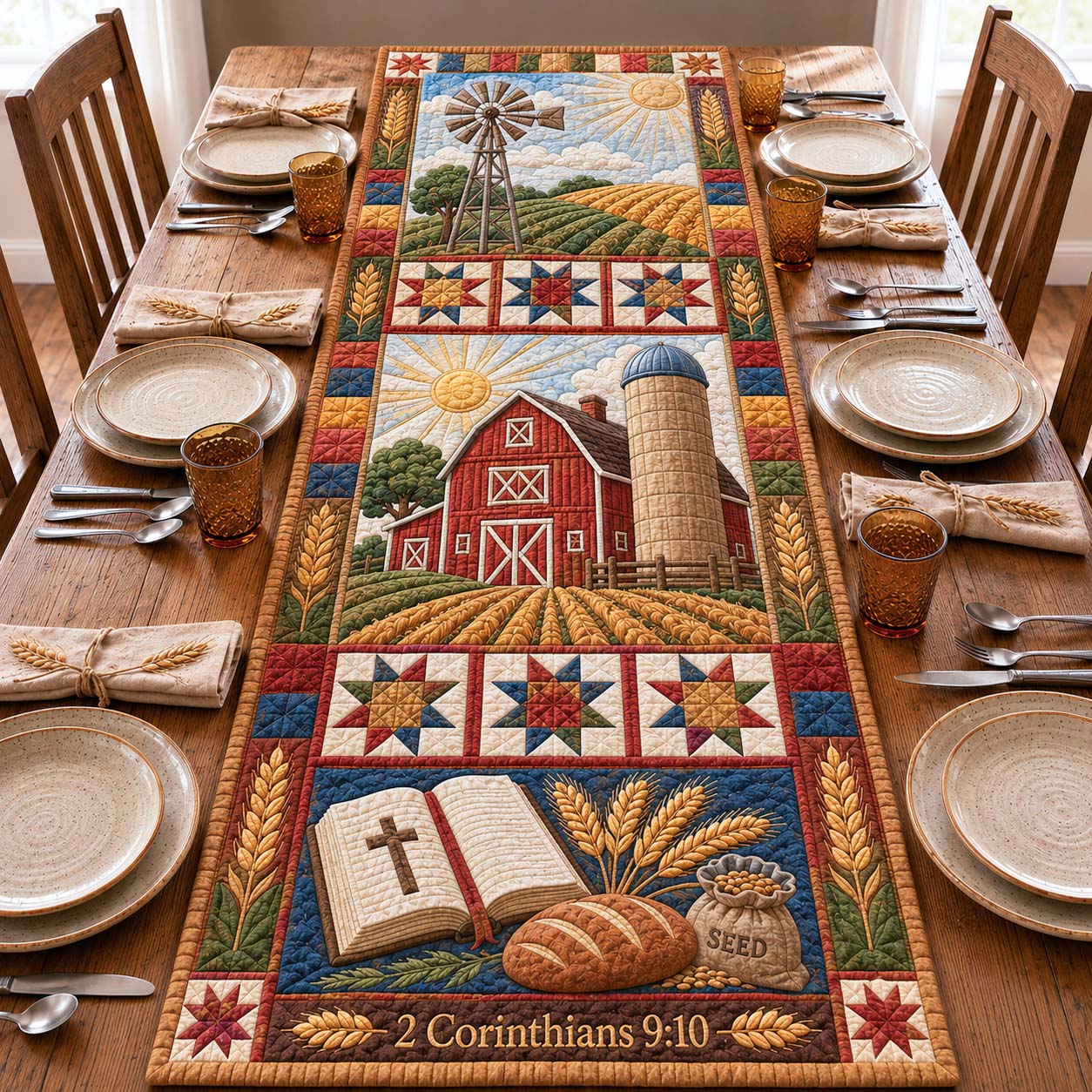 Farm Faith Quilted Table Runner GDTONTD717