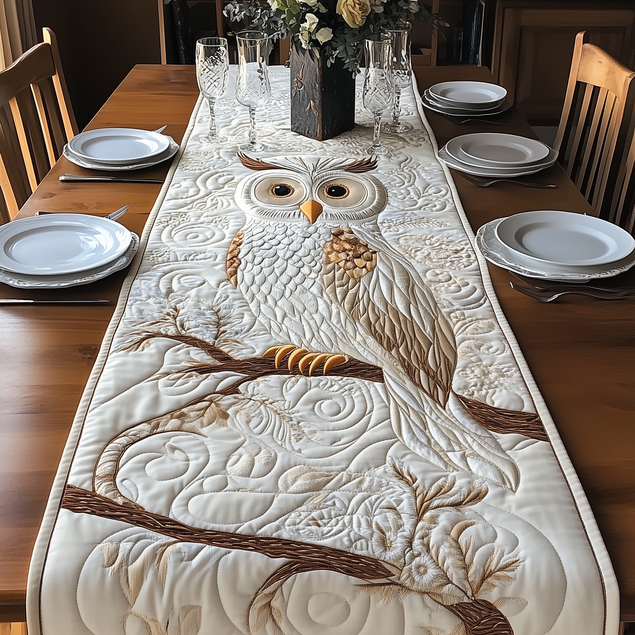 Winter Owl Quilted Table Runner GFTOAB2327