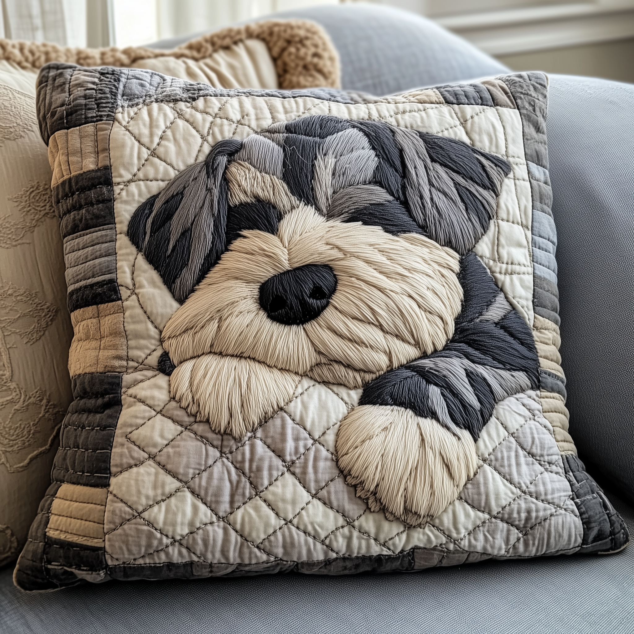 Restful Schnauzer Quilted Pillow Case GFTOAB2659