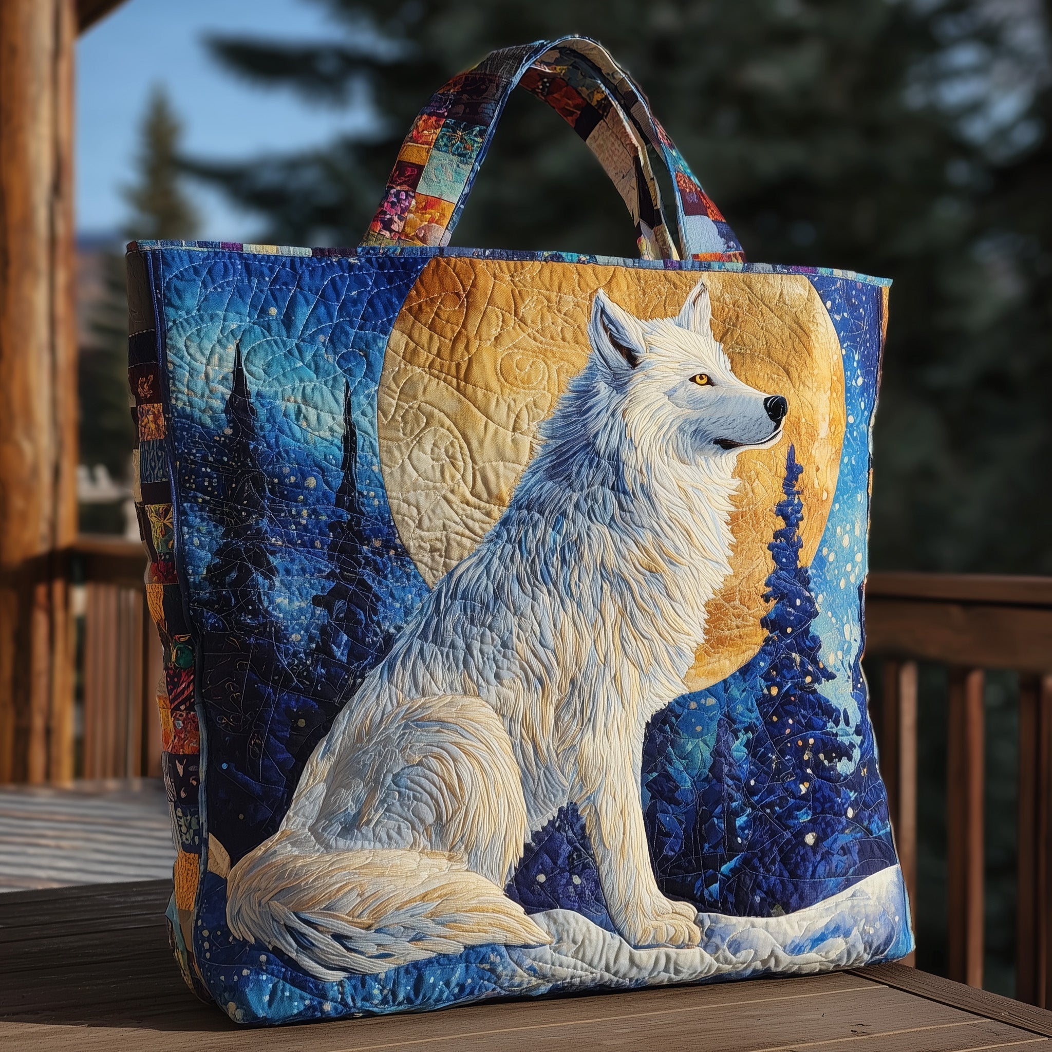 Majestic Wolf Quilted Tote Bag GFTOHD10099