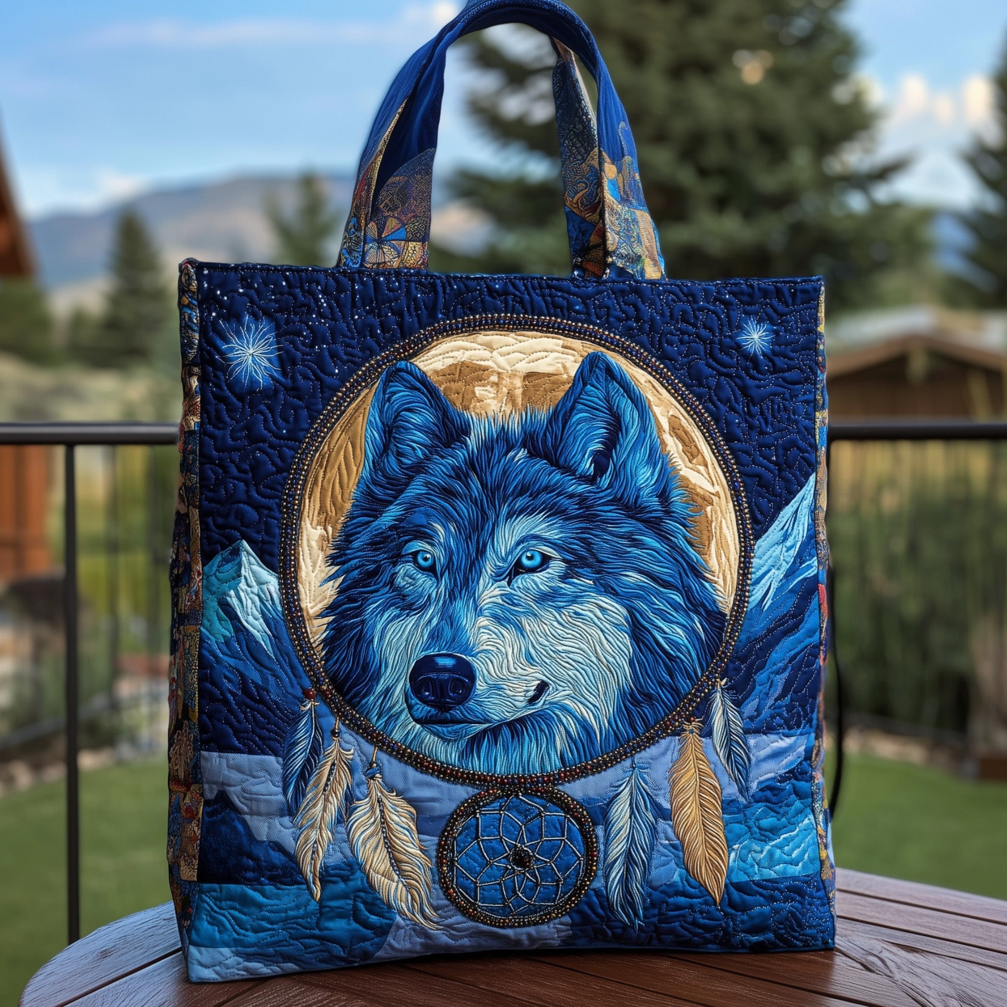 Majestic Wolf Quilted Tote Bag GFTOHD10103