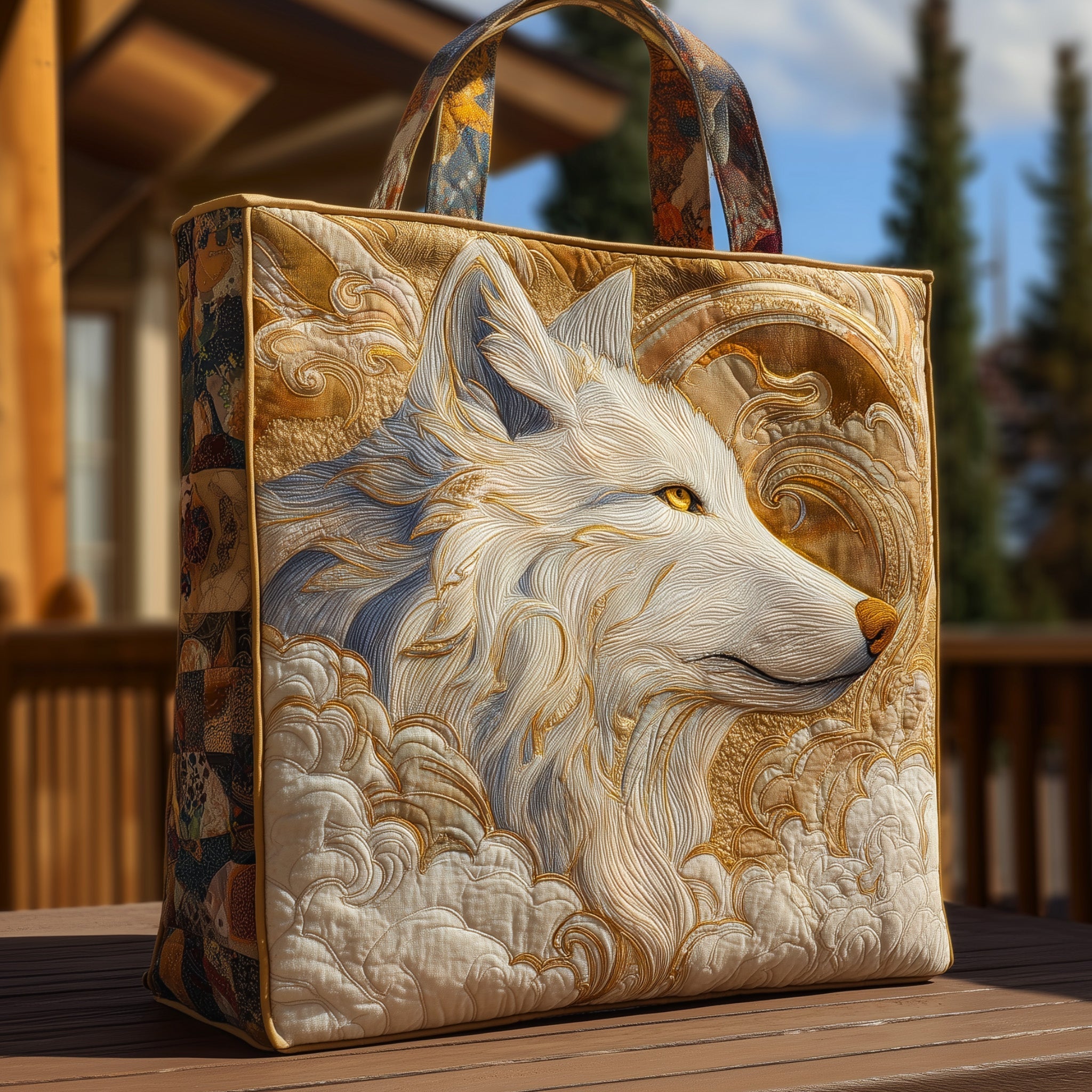 Majestic Wolf Quilted Tote Bag GFTOHD10104