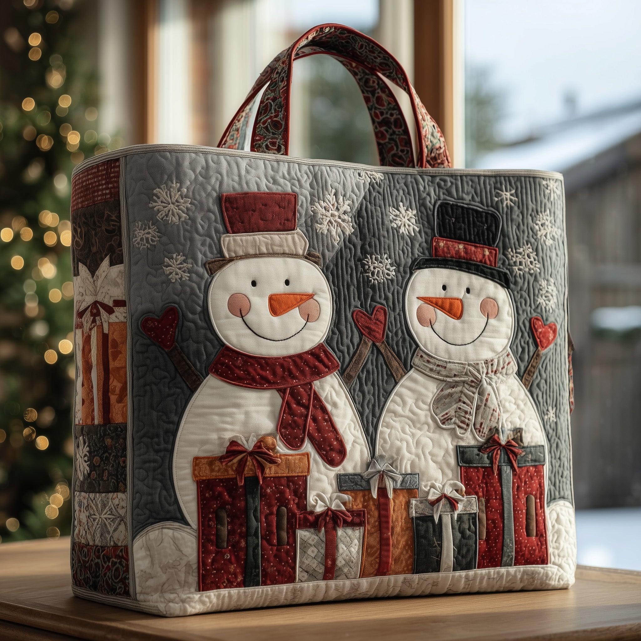 Festive Snowman Quilted Tote Bag GFTOHD10152