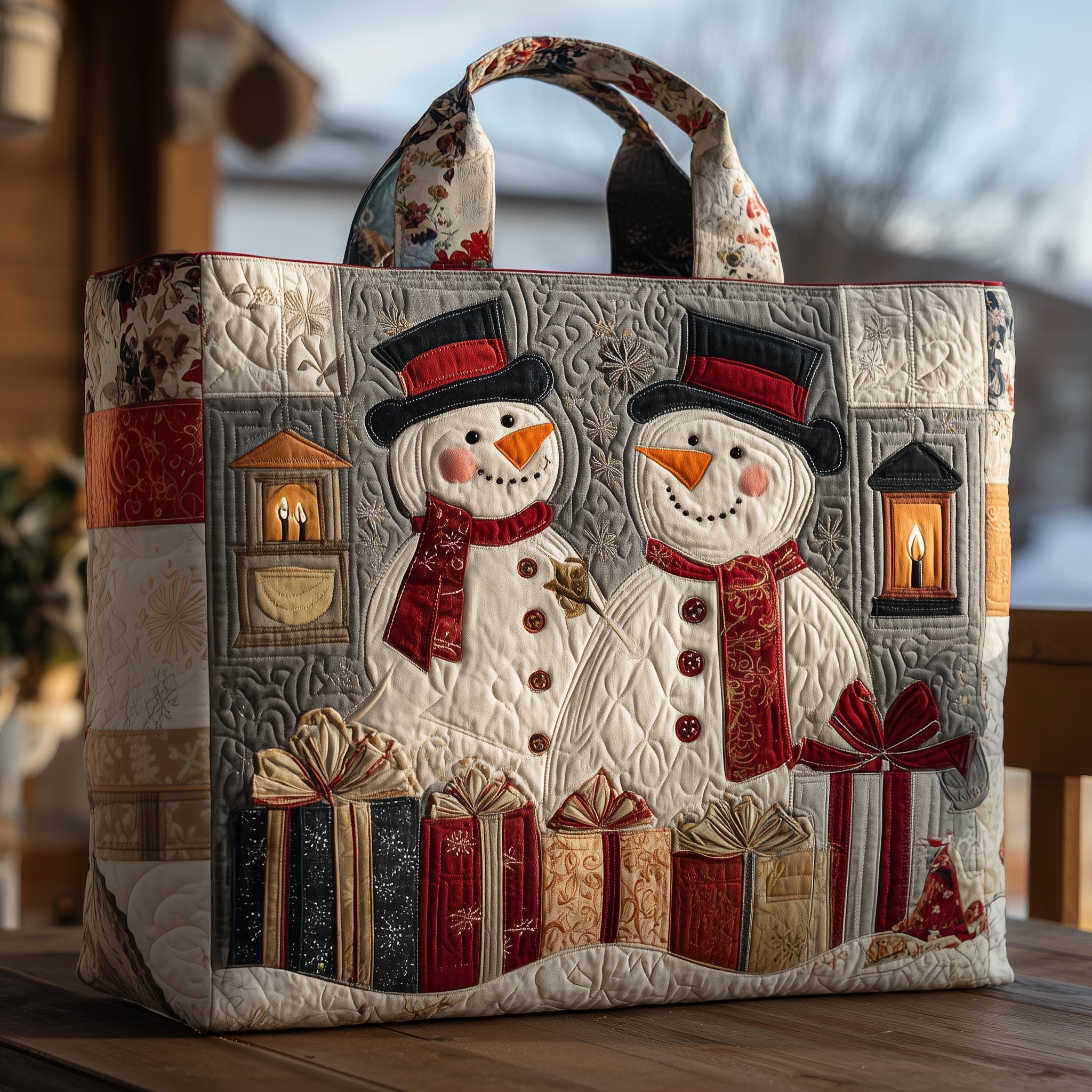 Festive Snowman Quilted Tote Bag GFTOHD10153