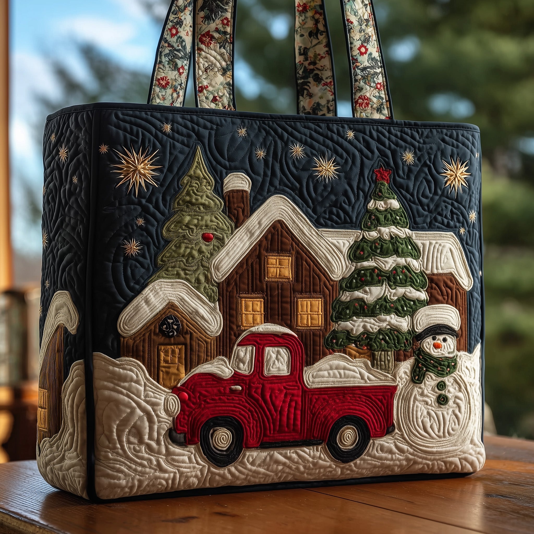 Cheerful Snowman Quilted Tote Bag GFTOHD10158