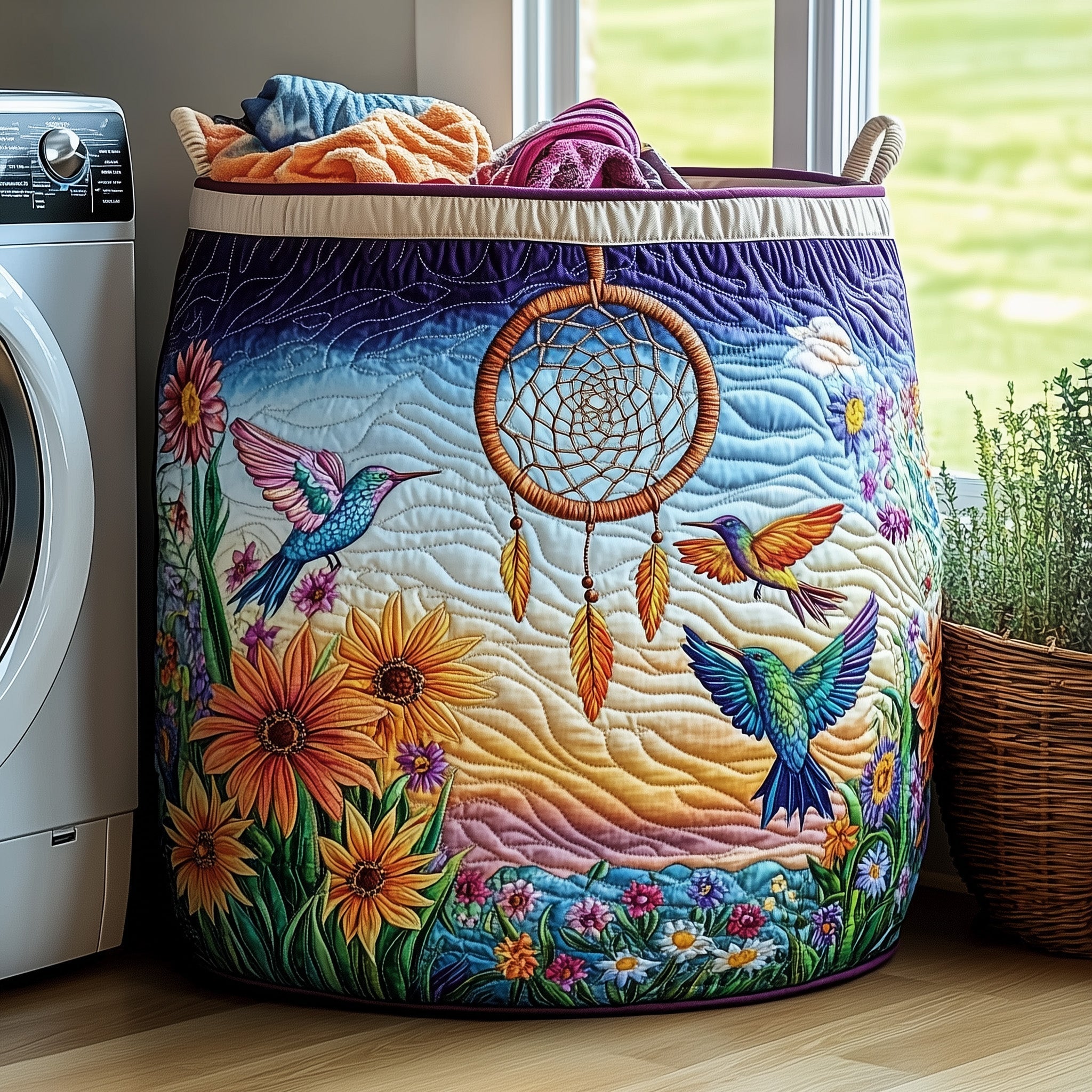 Dreamcatcher Serenity Quilted Laundry Basket GFTOHD10231