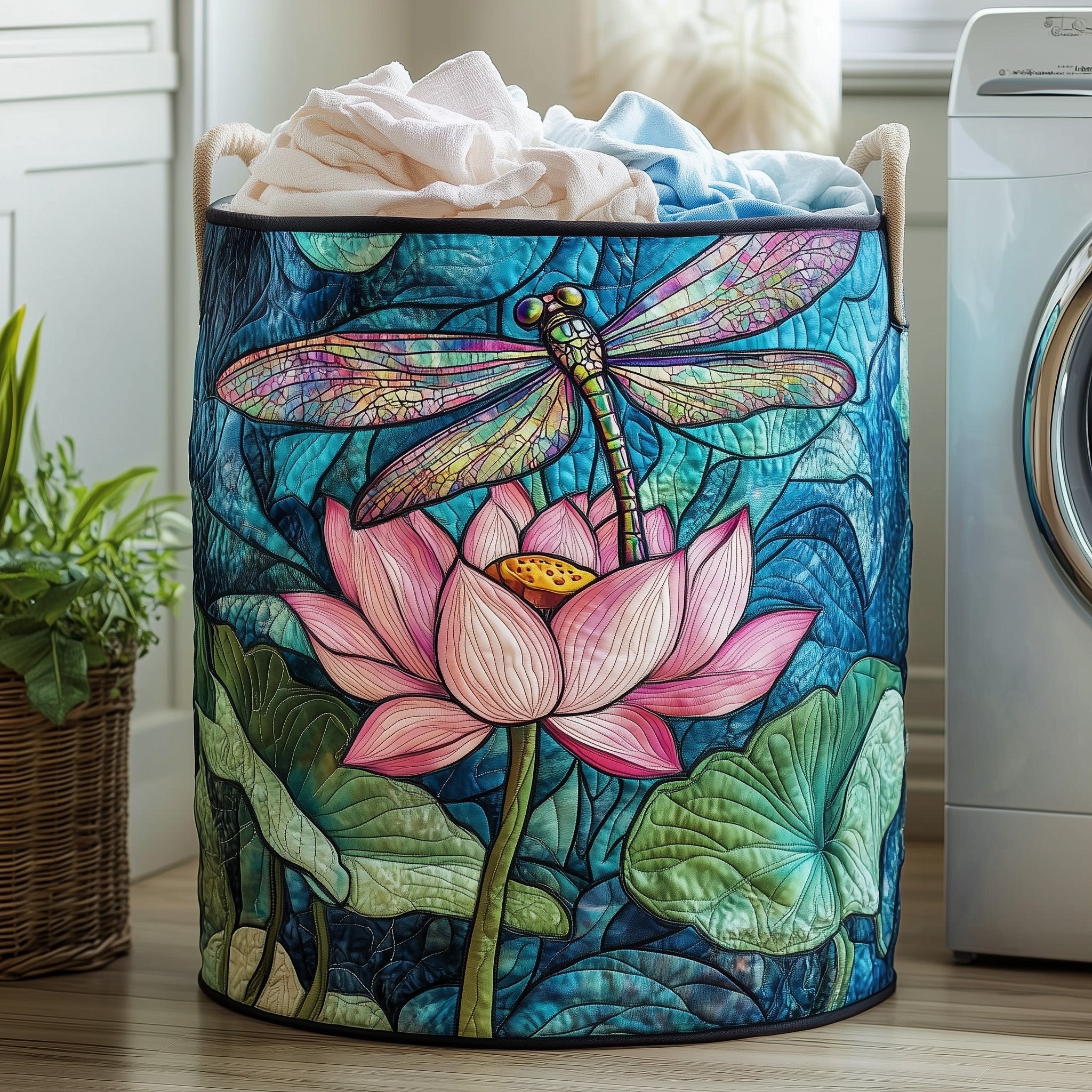 Elegant Dragonfly Quilted Laundry Basket GFTOHD10234