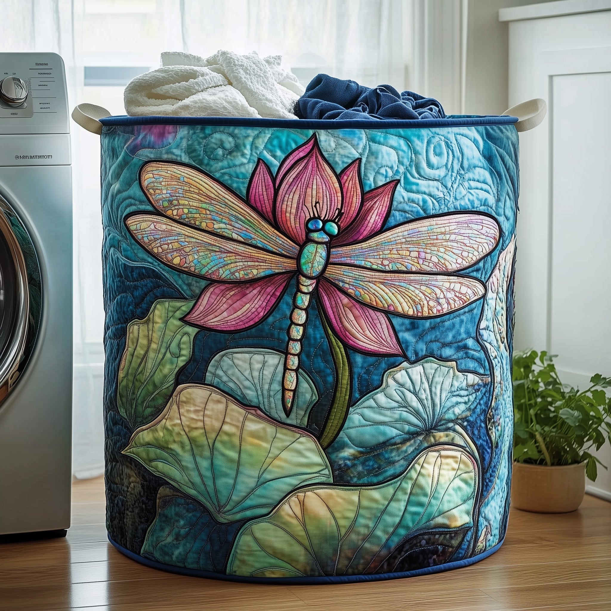 Elegant Dragonfly Quilted Laundry Basket GFTOHD10235