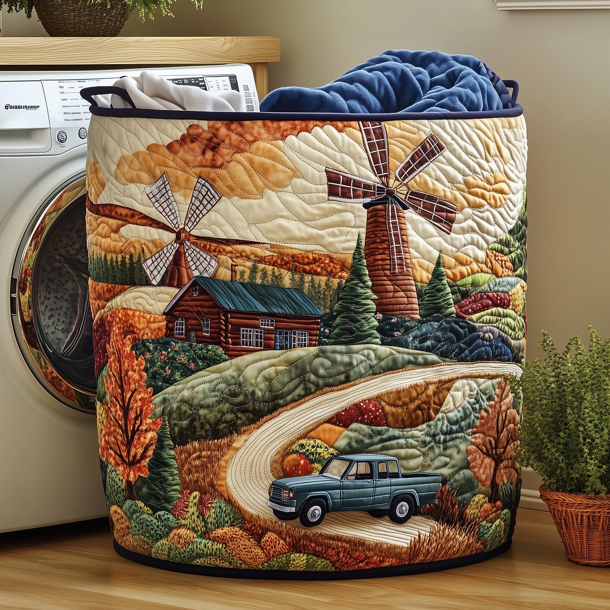 Windmill Wonder Quilted Laundry Basket GFTOHD10270