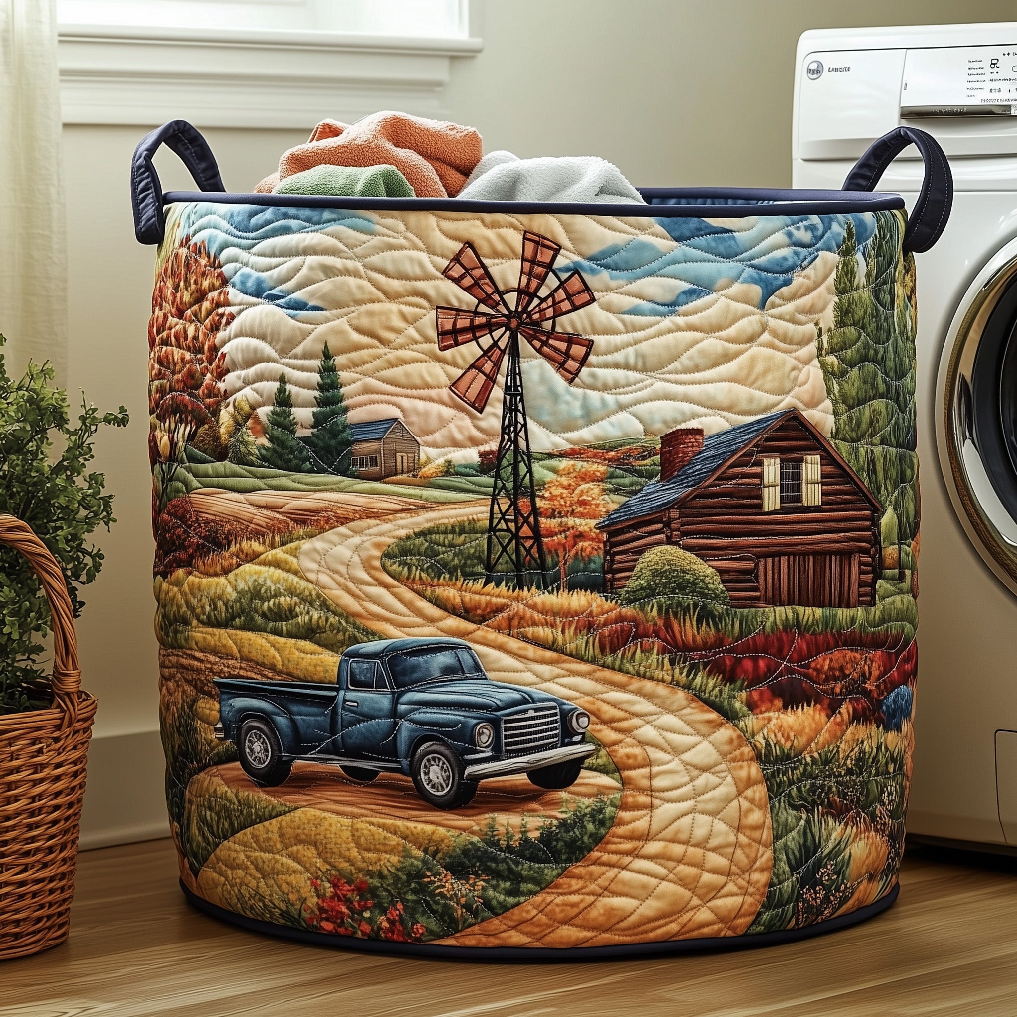 Windmill Wonder Quilted Laundry Basket GFTOHD10271