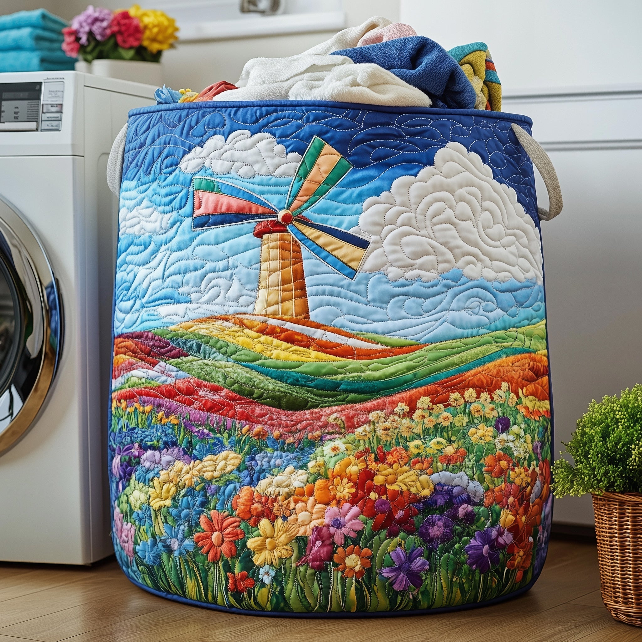Windmill Dreams Quilted Laundry Basket GFTOHD10272