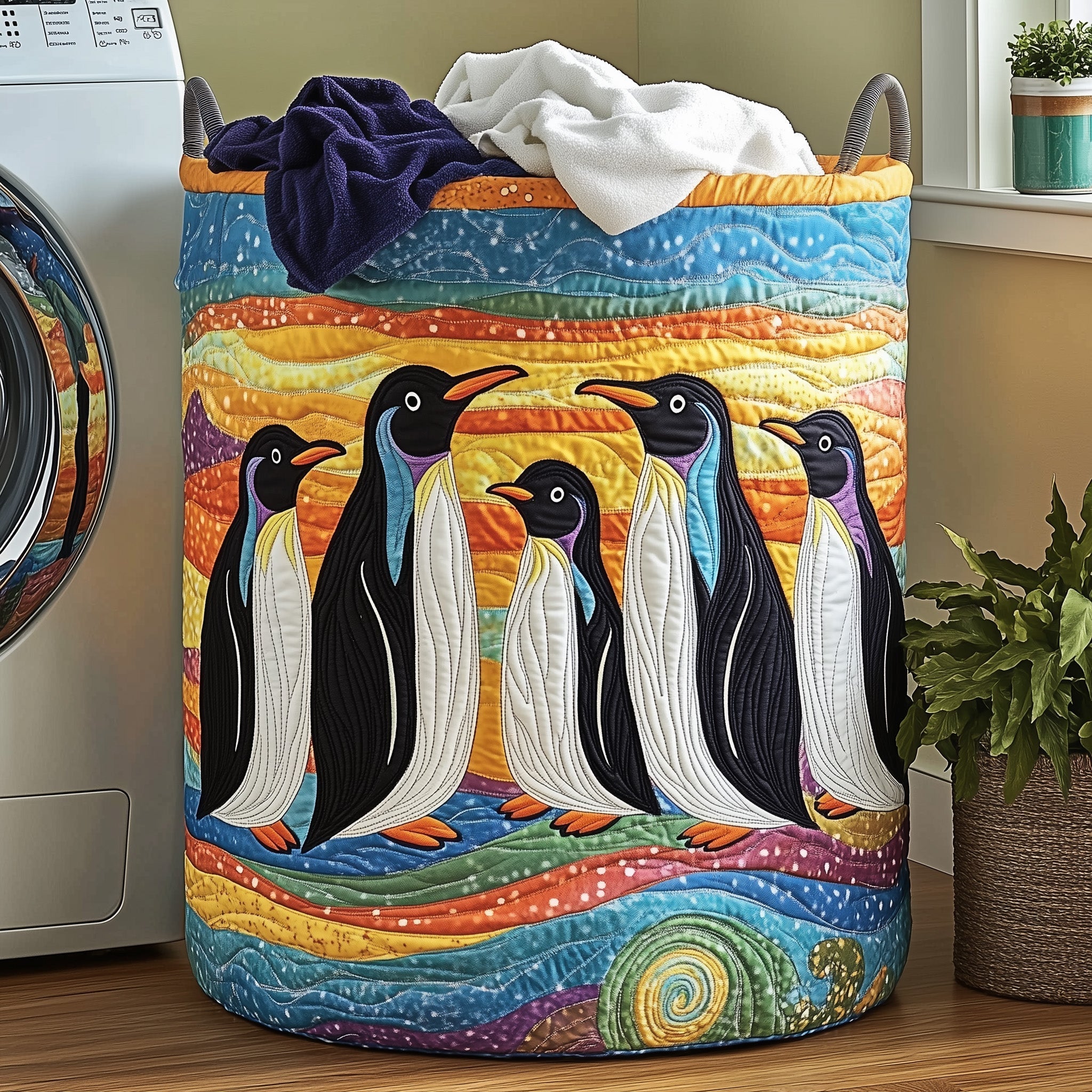 Penguin Heaven Quilted Laundry Basket GFTOHD10307
