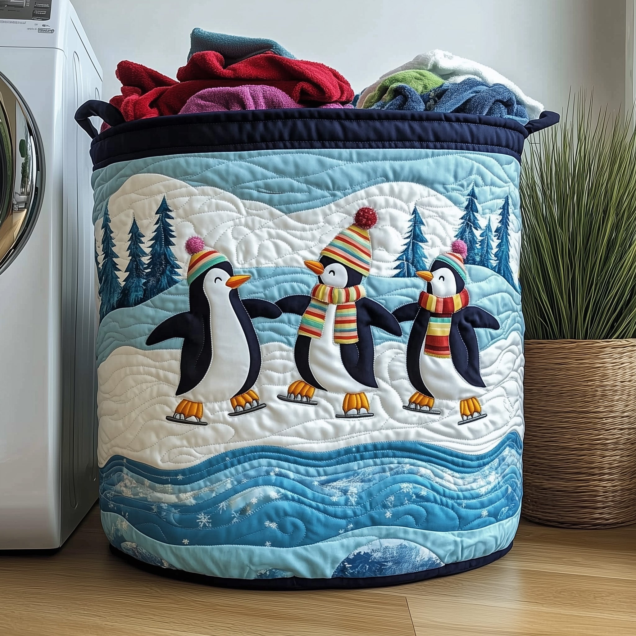 Penguin Heaven Quilted Laundry Basket GFTOHD10311