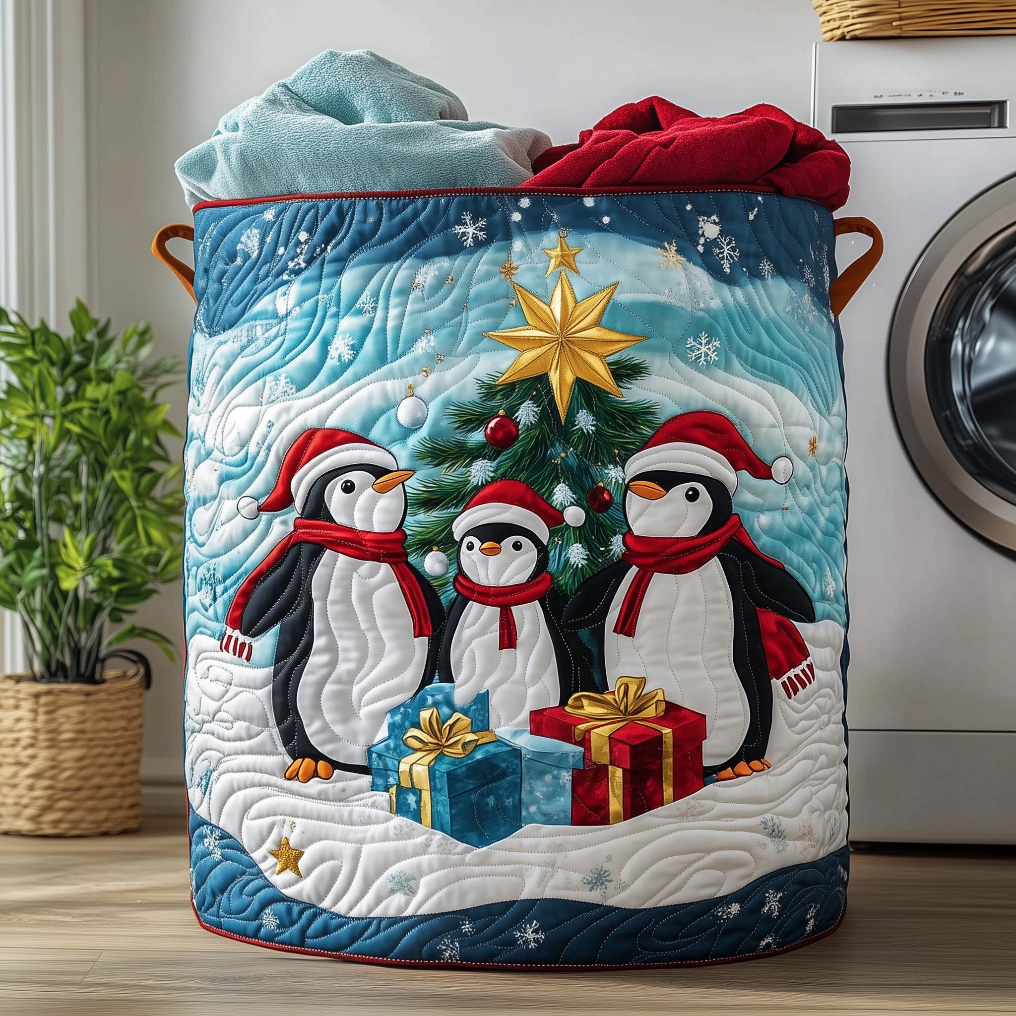 Penguin Heaven Quilted Laundry Basket GFTOHD10312