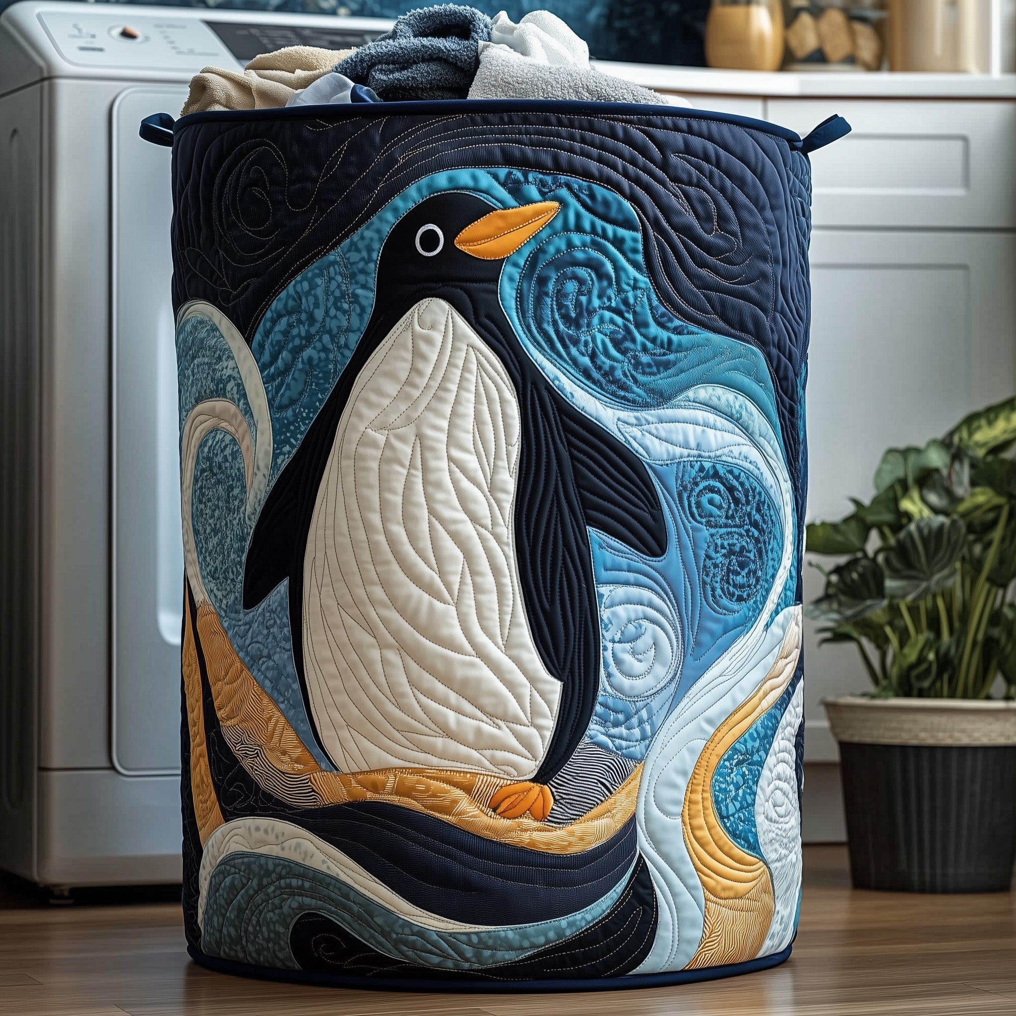 Penguin Heaven Quilted Laundry Basket GFTOHD10316
