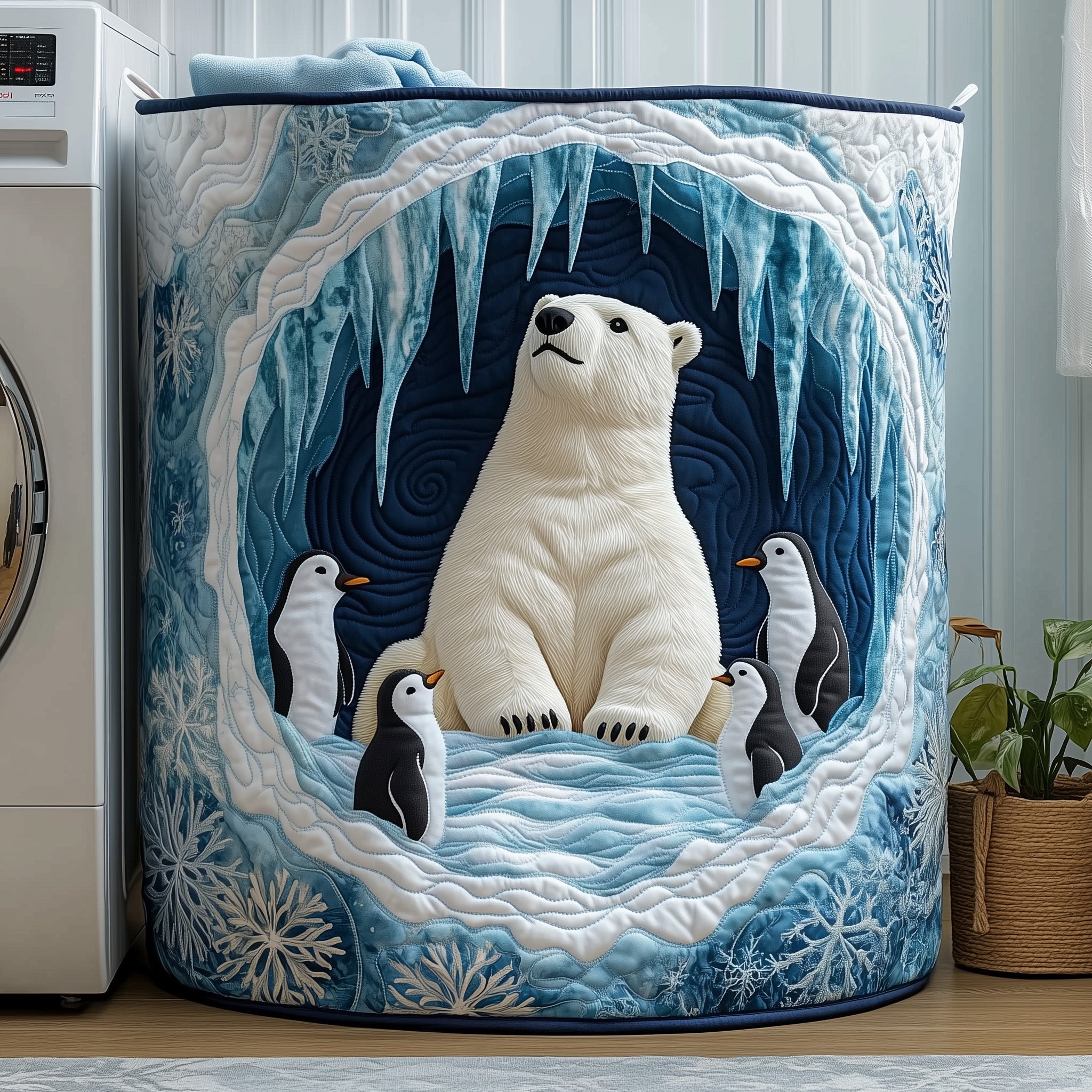 Penguin Heaven Quilted Laundry Basket GFTOHD10317