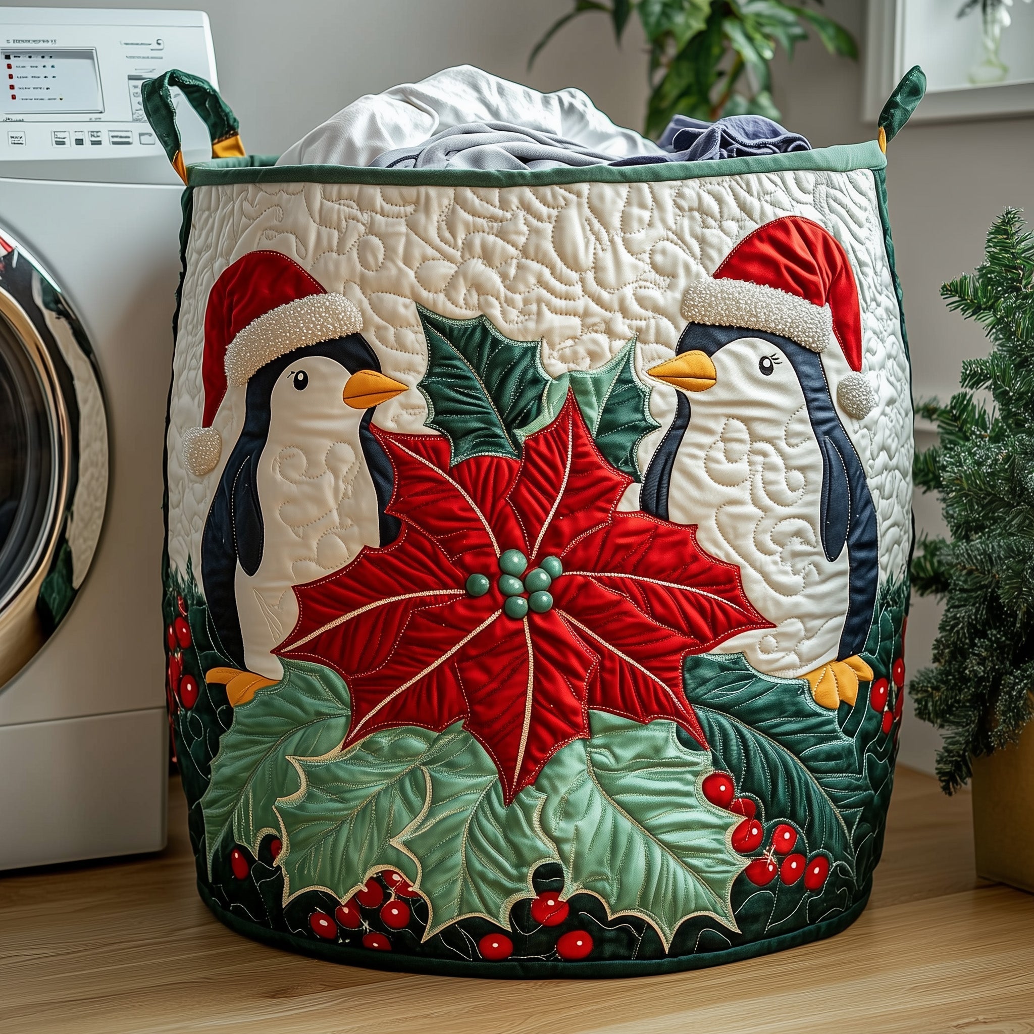 Penguin Heaven Quilted Laundry Basket GFTOHD10319