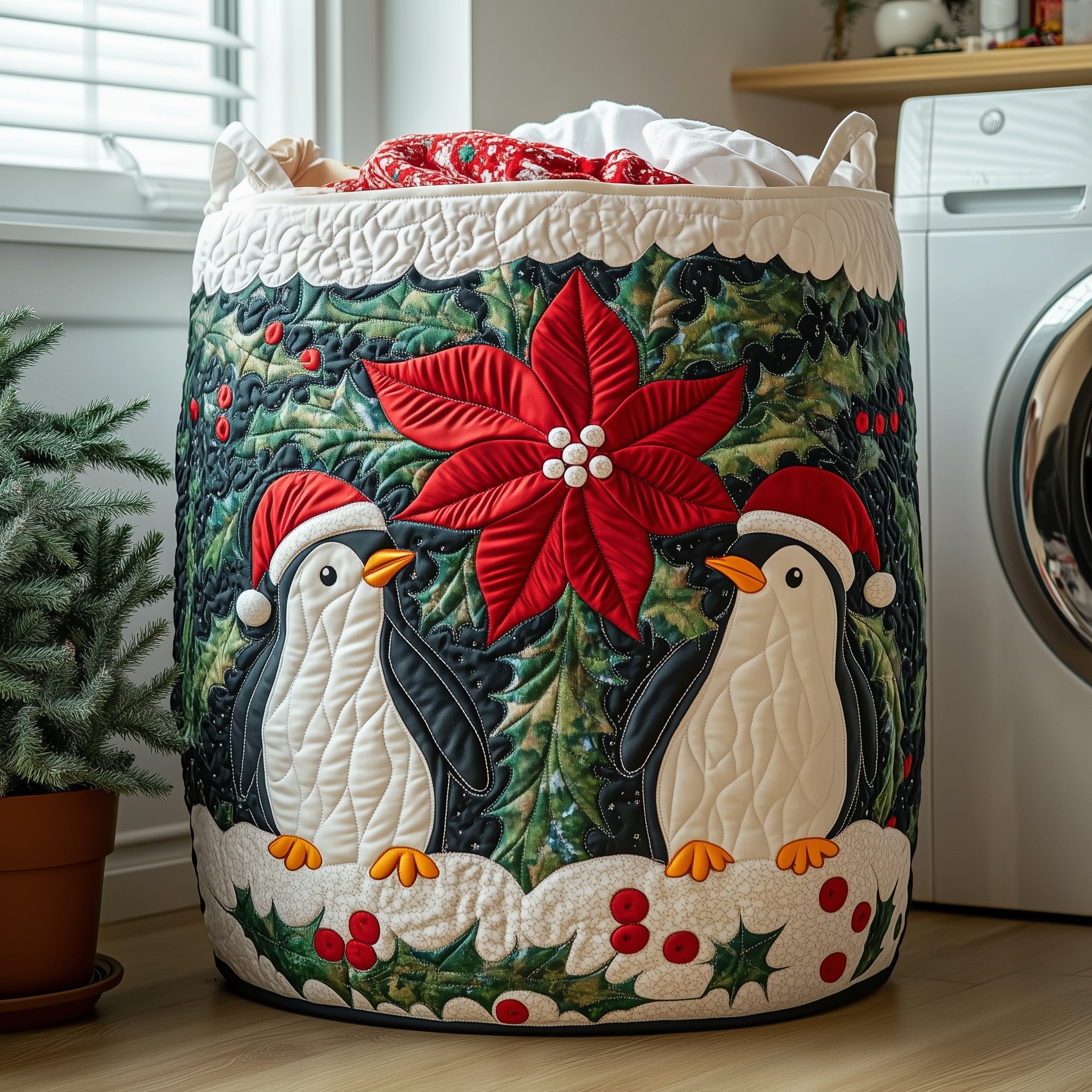 Penguin Heaven Quilted Laundry Basket GFTOHD10320
