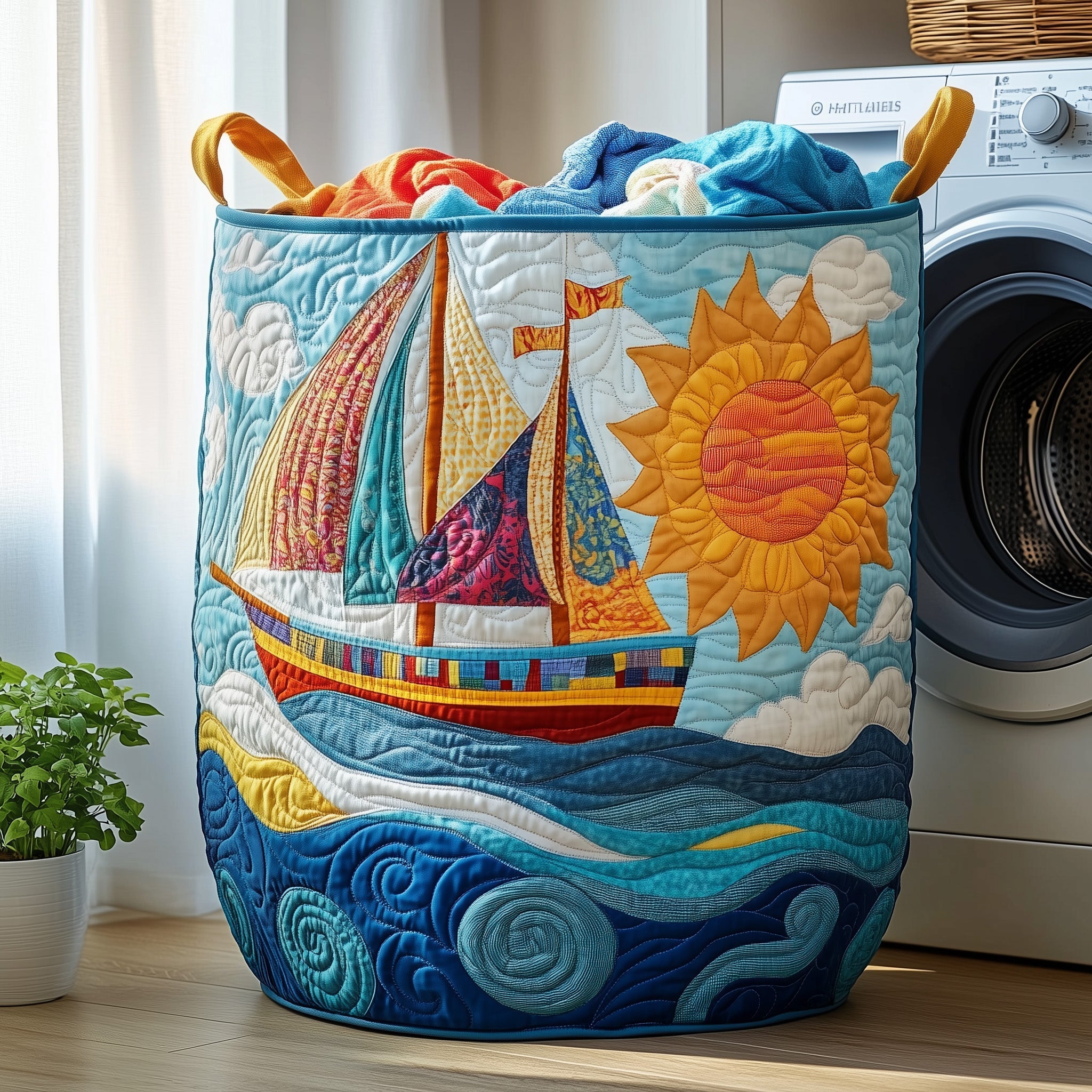 Sailling Ship Quilted Laundry Basket GFTOHD10402