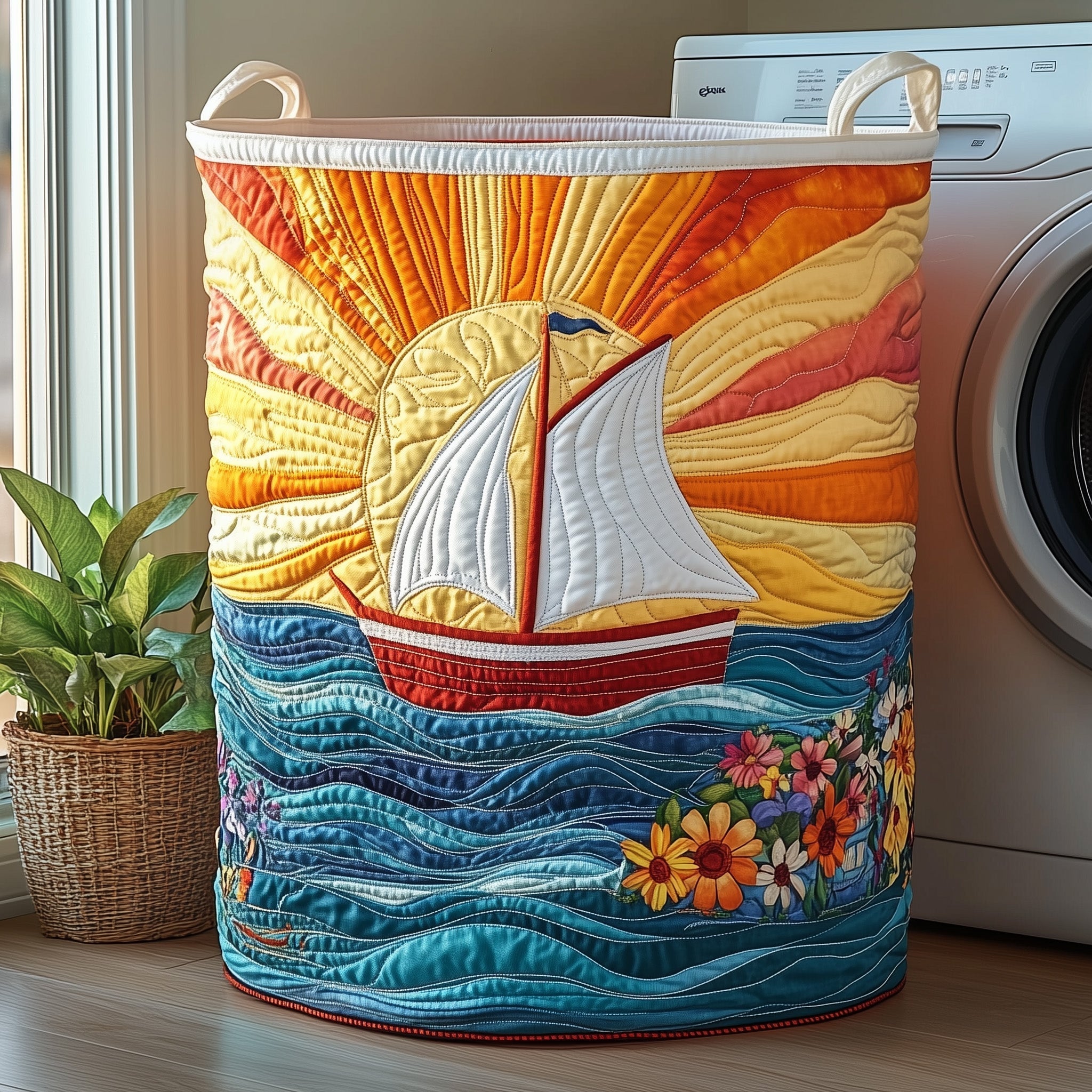 Sailling Ship Quilted Laundry Basket GFTOHD10405