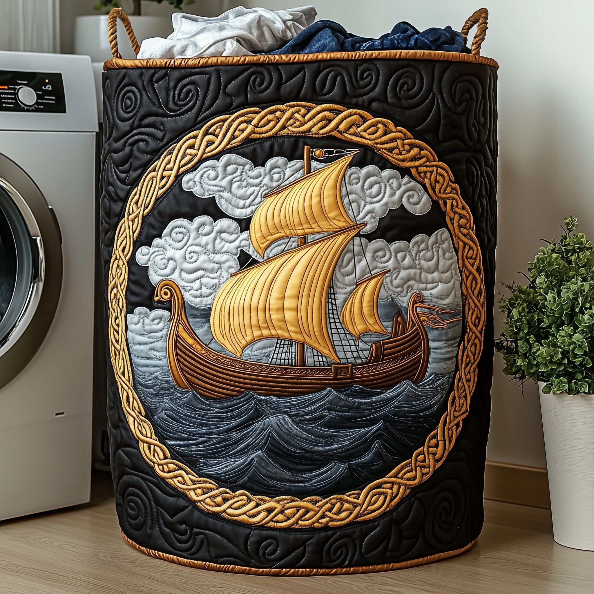 Sailling Ship Quilted Laundry Basket GFTOHD10408