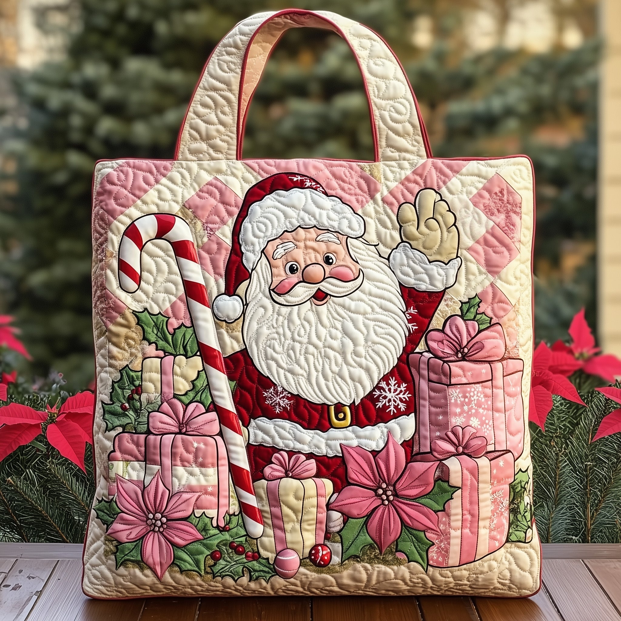 Joyful Santa Quilted Tote Bag GFTOHD10522