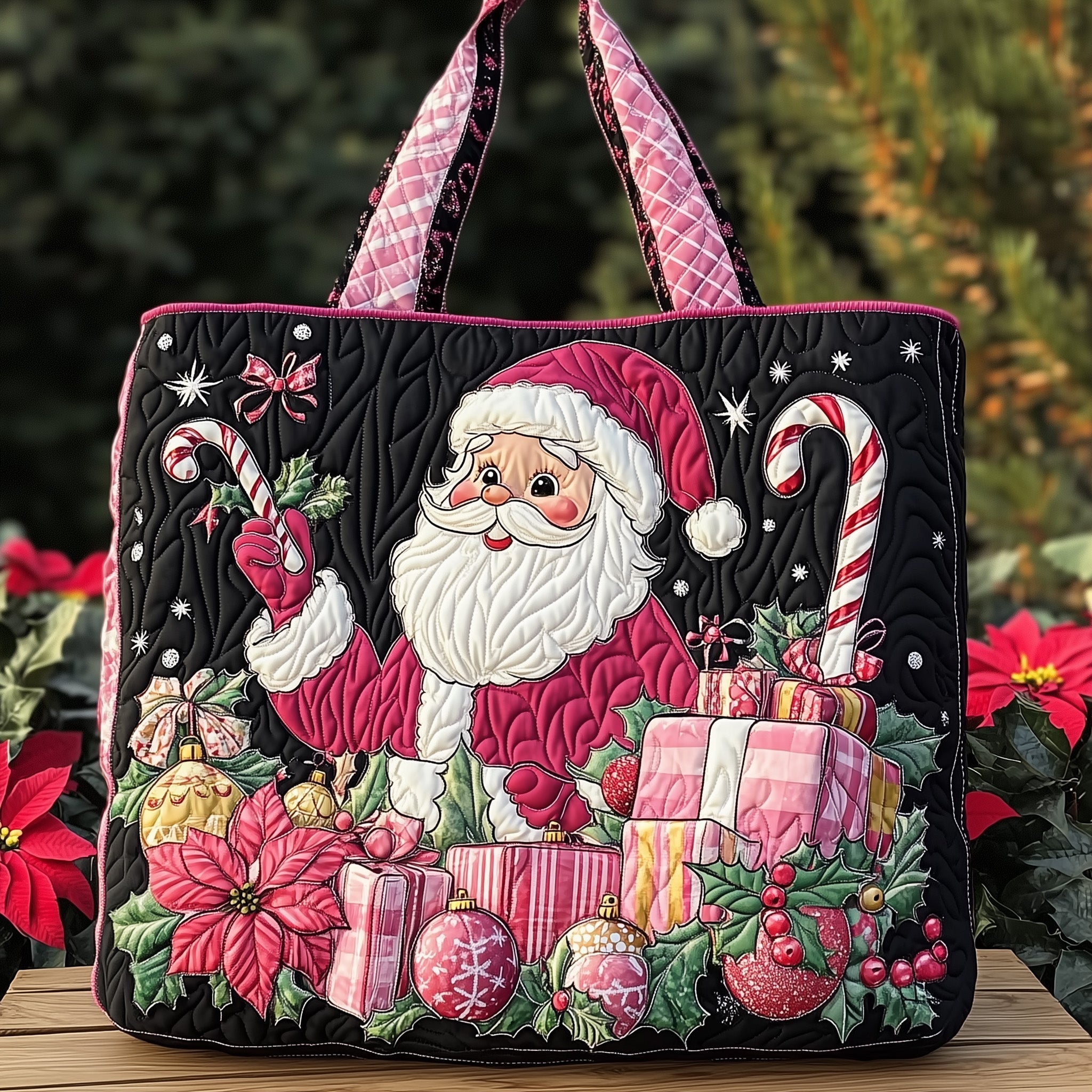 Joyful Santa Quilted Tote Bag GFTOHD10524