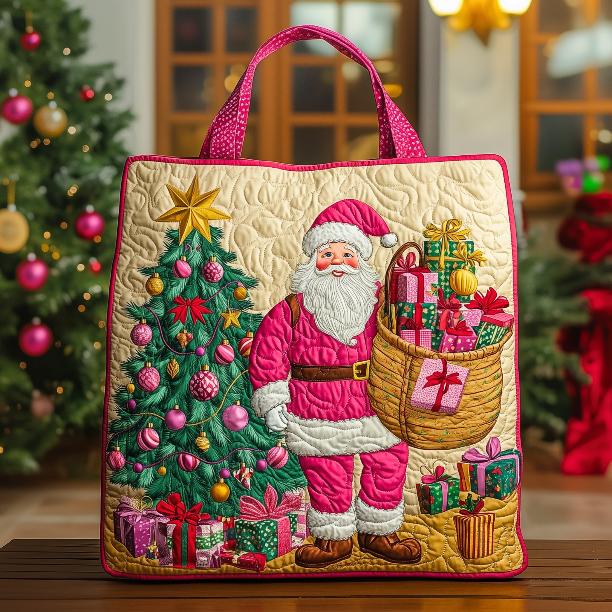 Joyful Santa Quilted Tote Bag GFTOHD10526