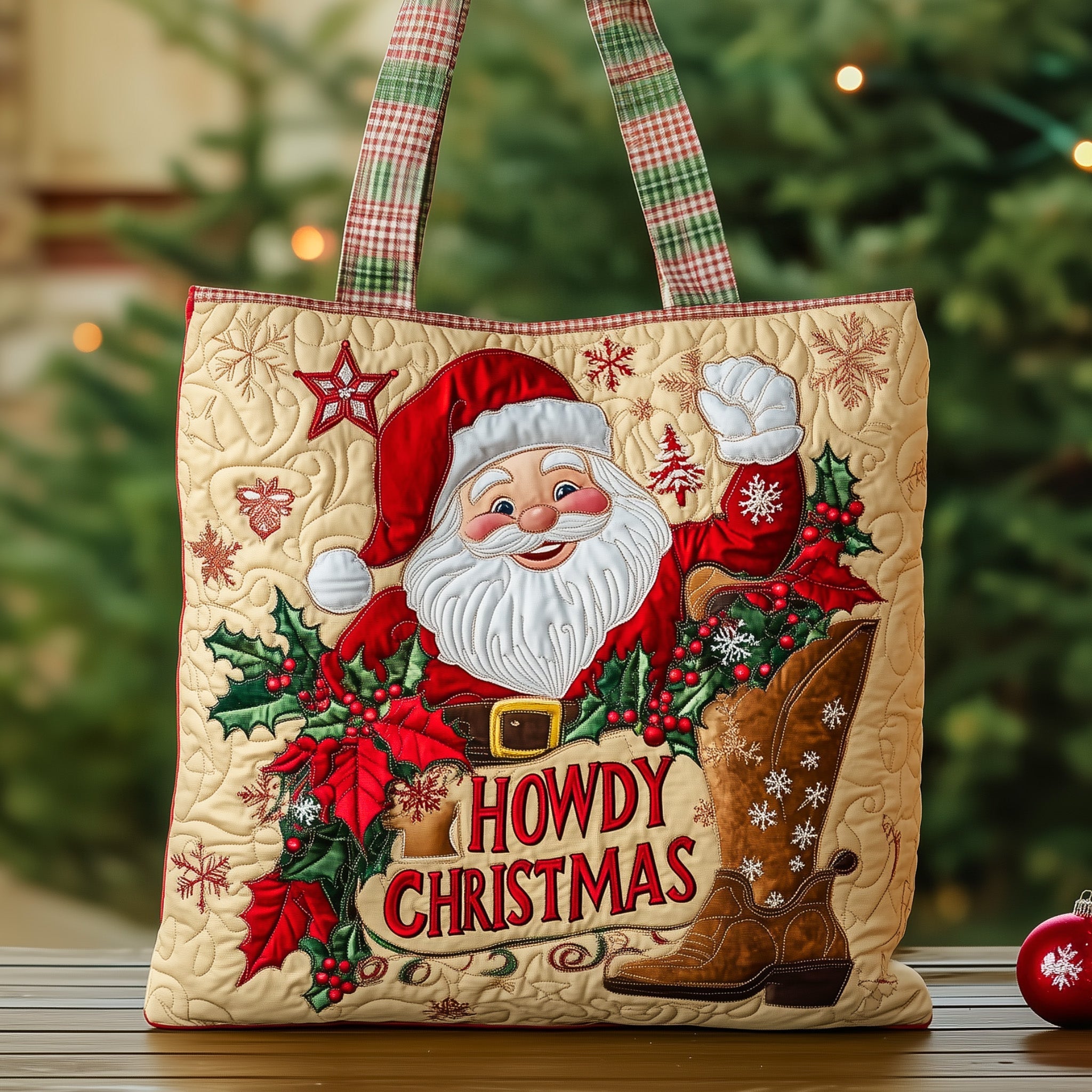 Joyful Santa Quilted Tote Bag GFTOHD10528