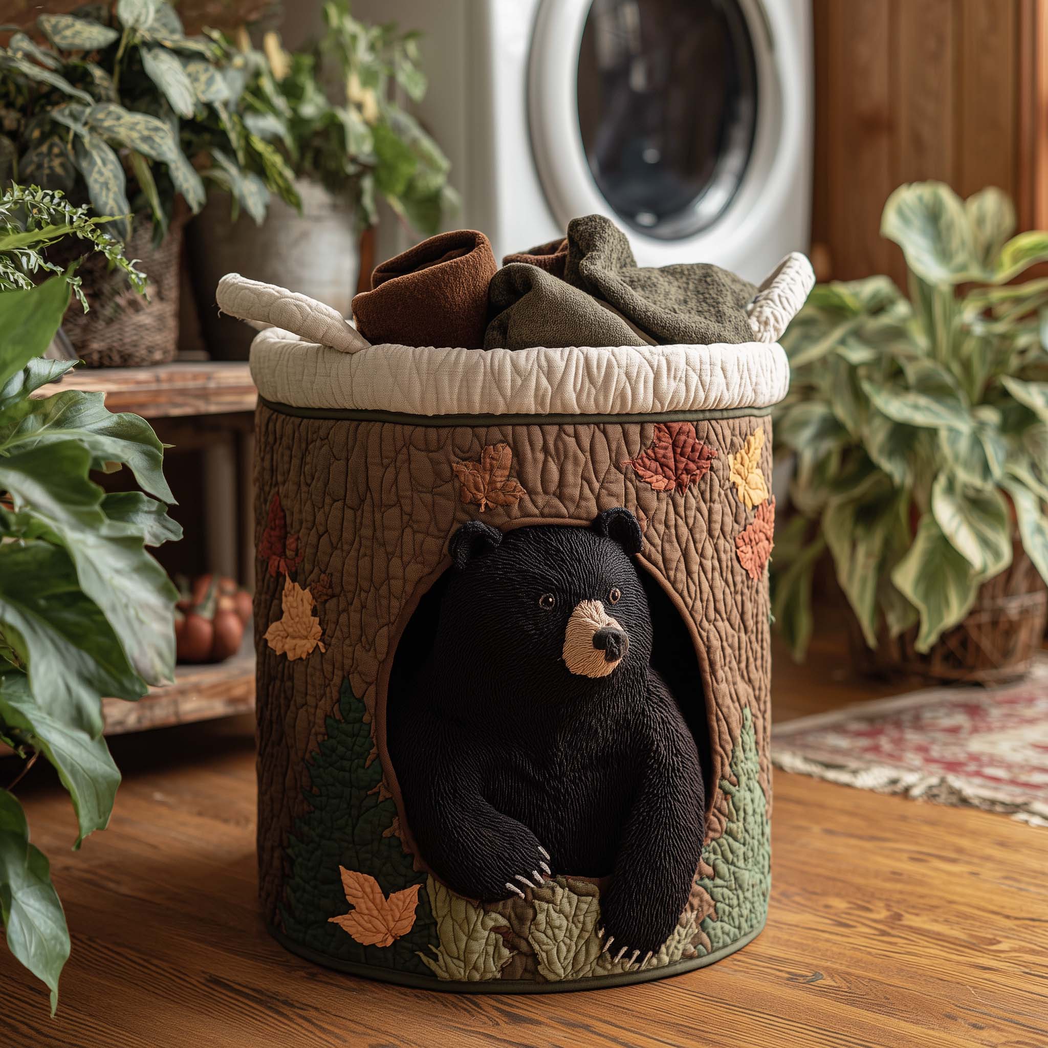 Forest Bear Quilted Laundry Basket GFTOHD11719