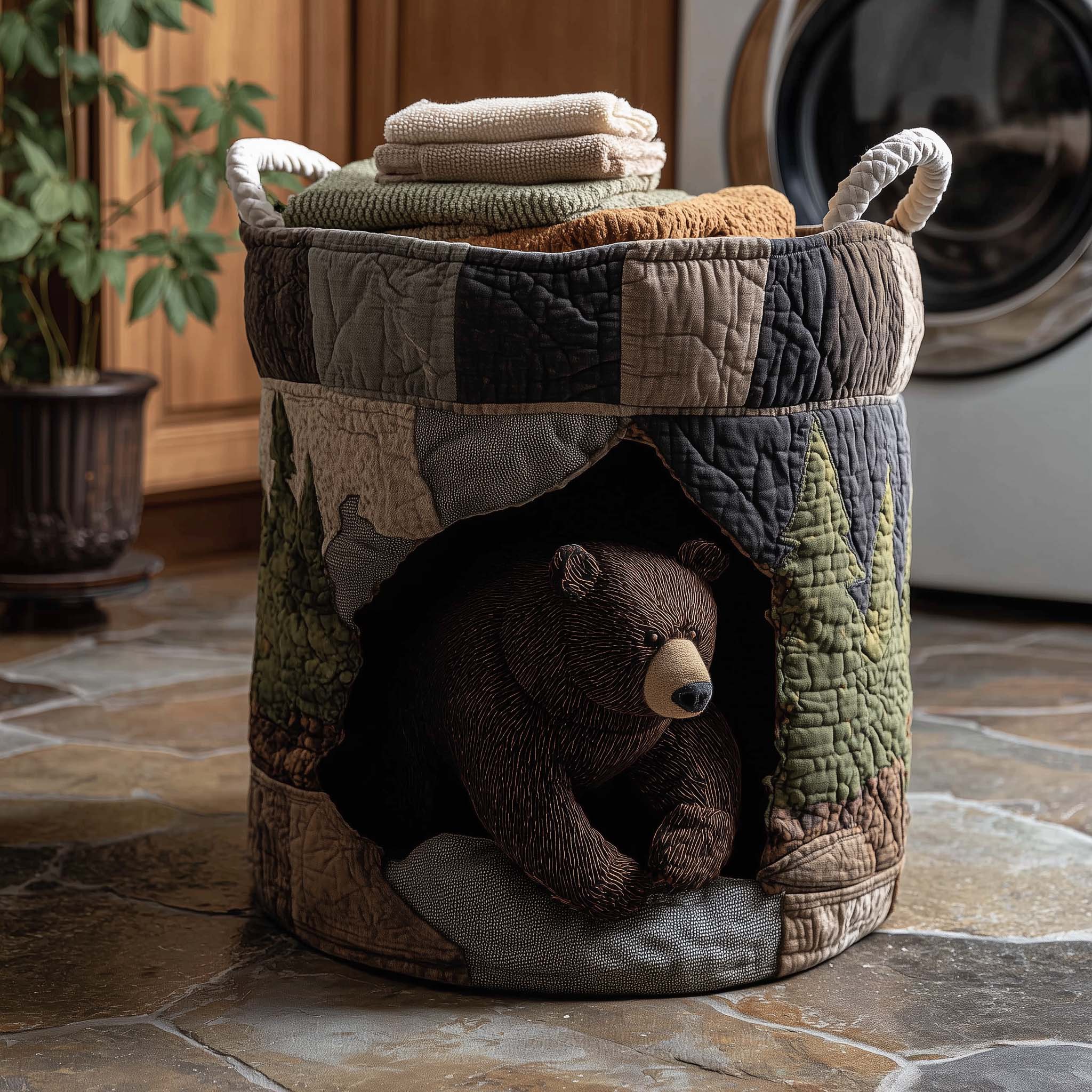 Forest Bear Quilted Laundry Basket GFTOHD11722