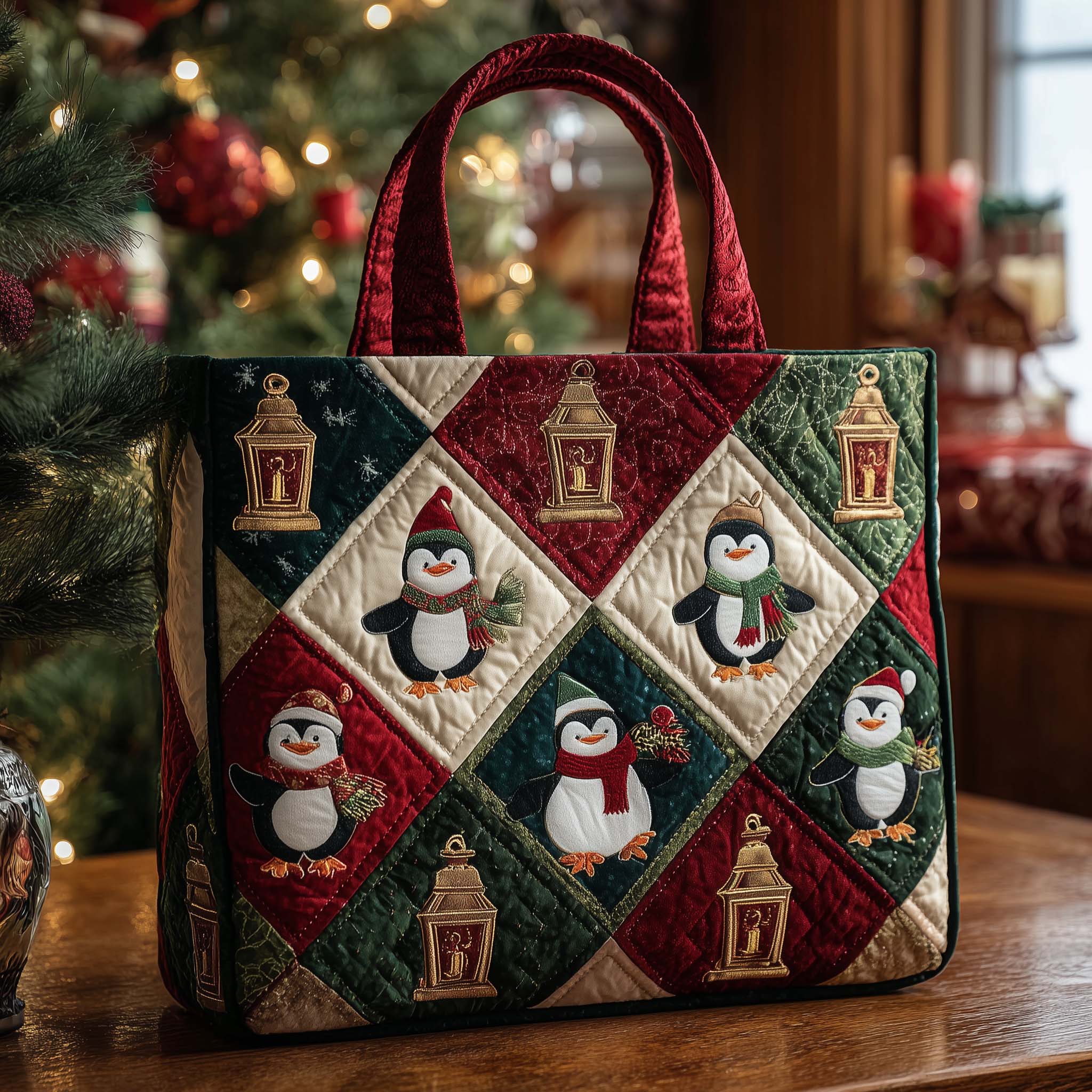 Christmas Patchwork Quilted Tote Bag GFTOHD12473