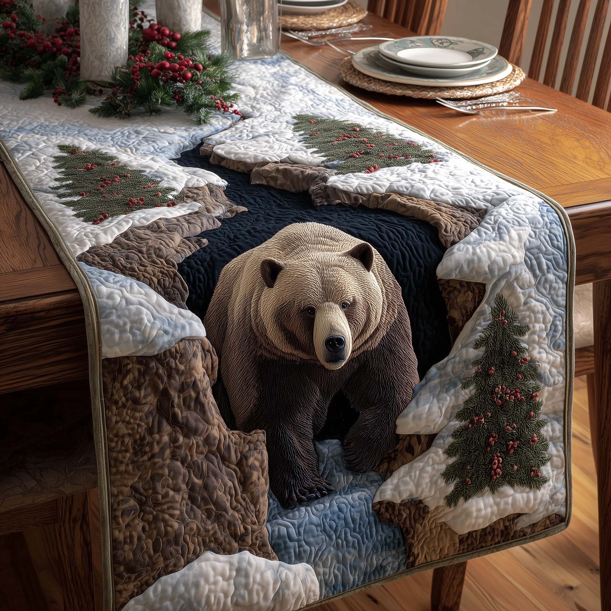 Majestic Bear Quilted Table Runner GFTOHD13053