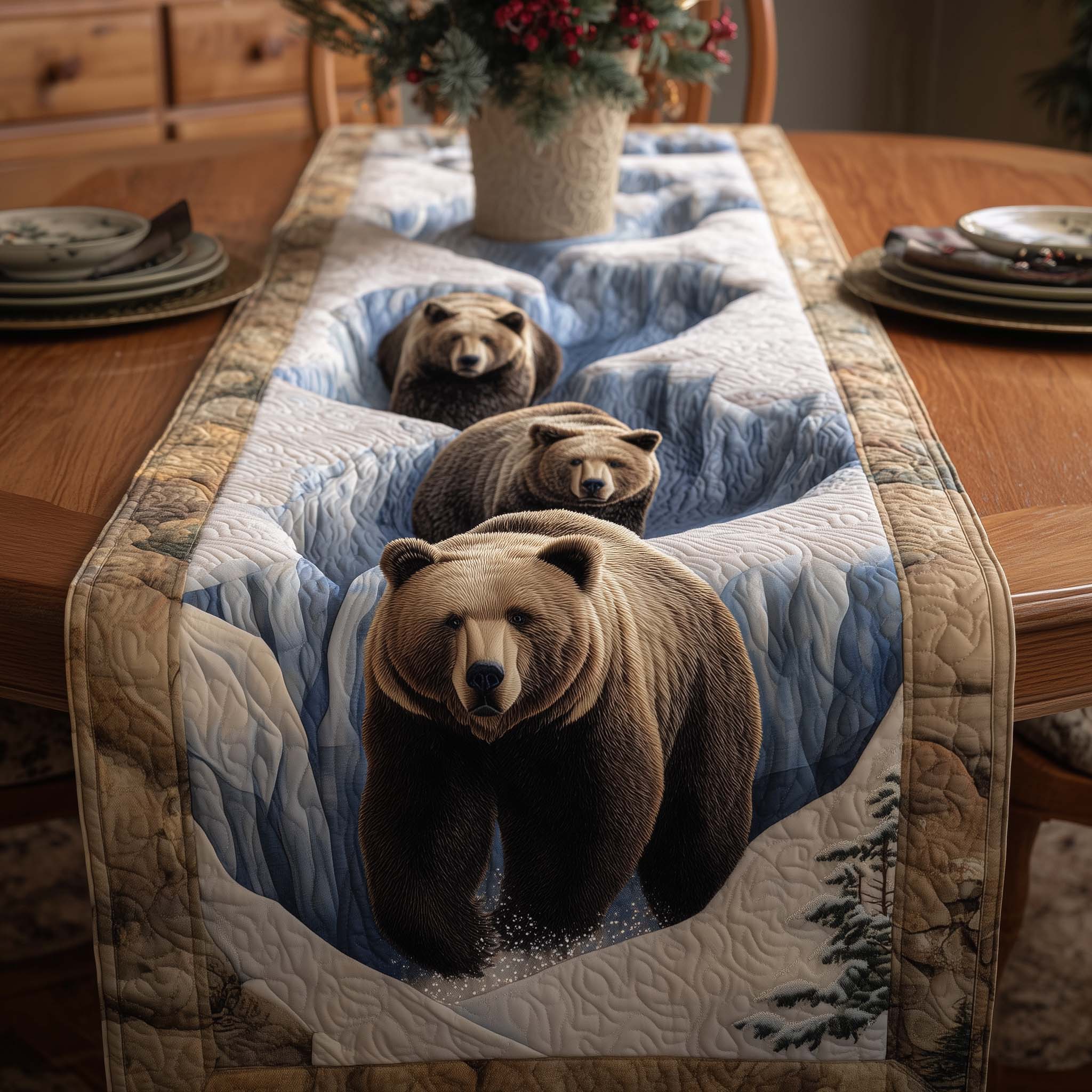 Family Bear Journey Quilted Table Runner GFTOHD13055