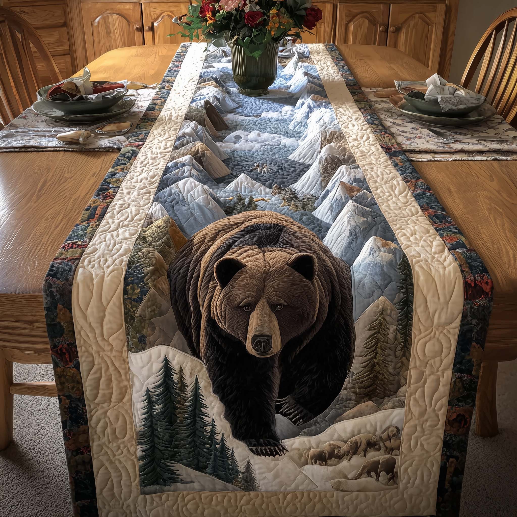 Majestic Bear Quilted Table Runner GFTOHD13058