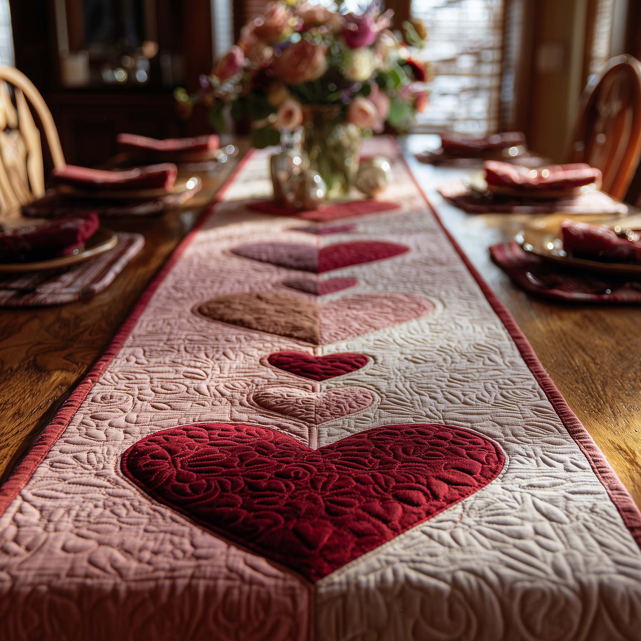 Sweetheart Harmony Quilted Table Runner GFTOHD13272