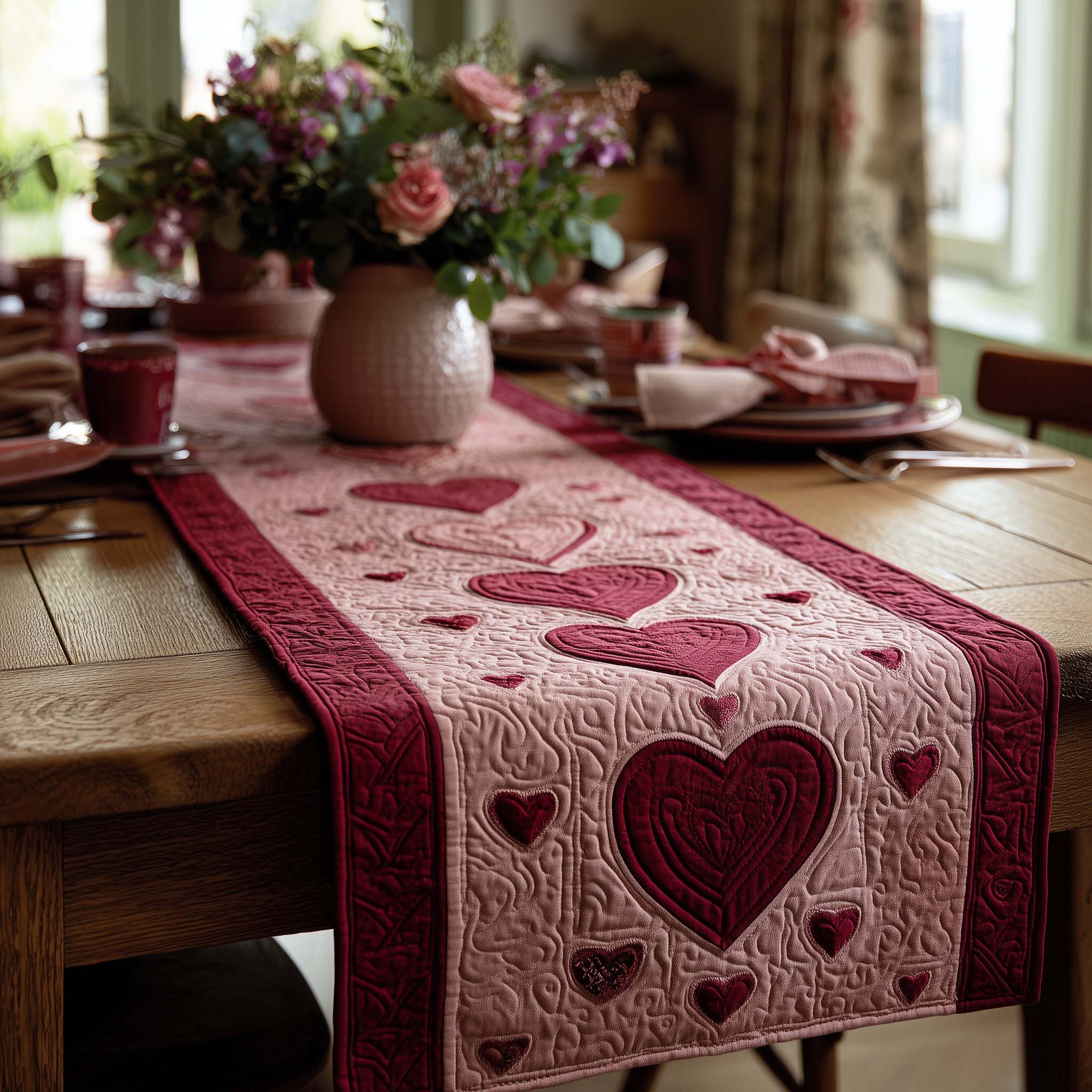 Soft Love Path Quilted Table Runner GFTOHD13273