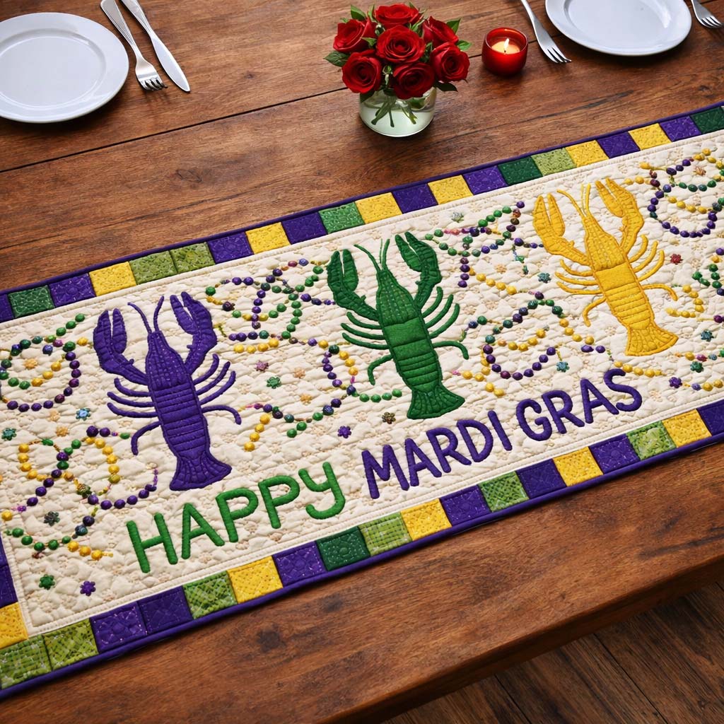 Happy Mardi Gras Quilted Table Runner GFTOHD13395