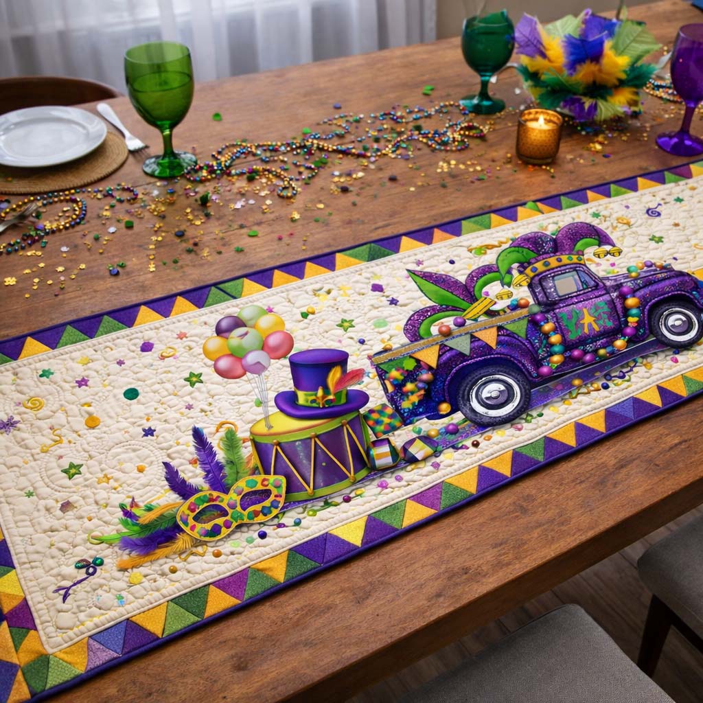Mardi Gras Parade Quilted Table Runner GFTOHD13396