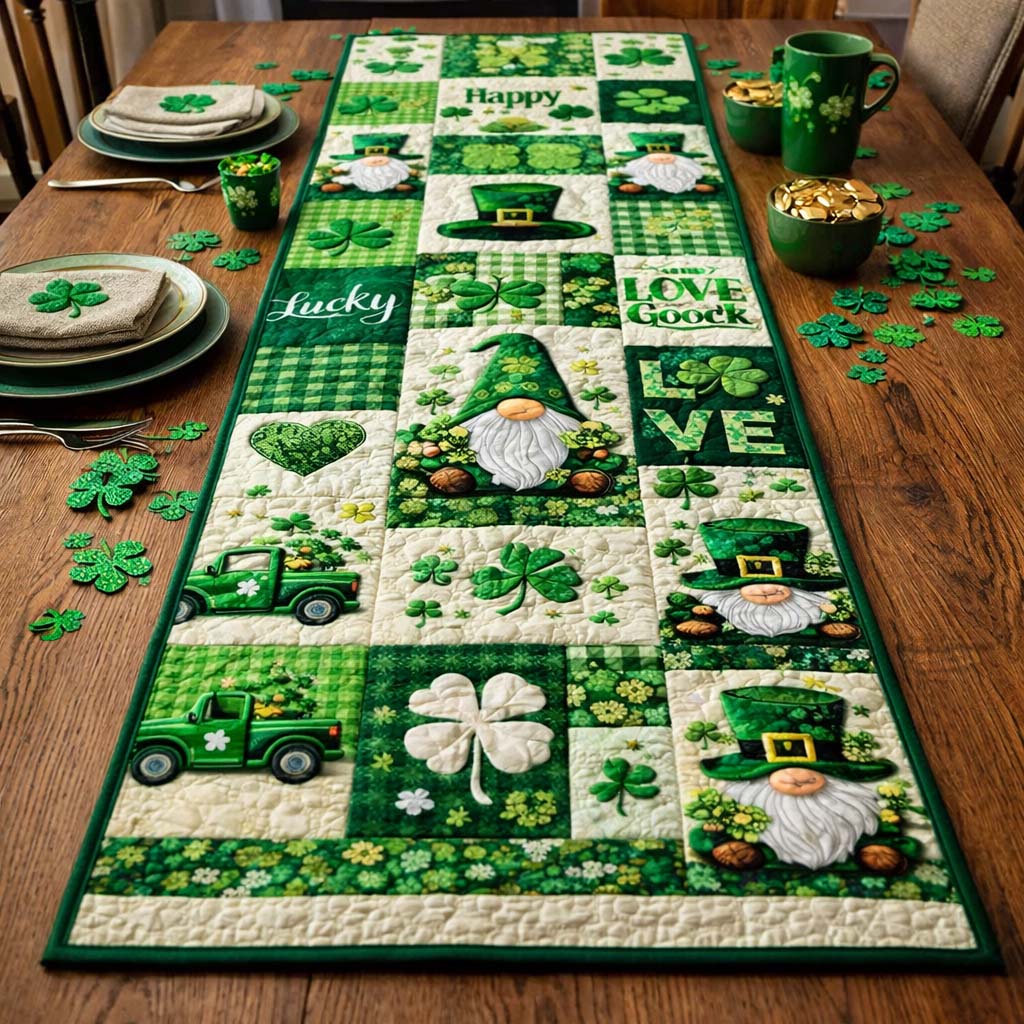 Irish Gnome Wishes Quilted Table Runner GFTOHD13410