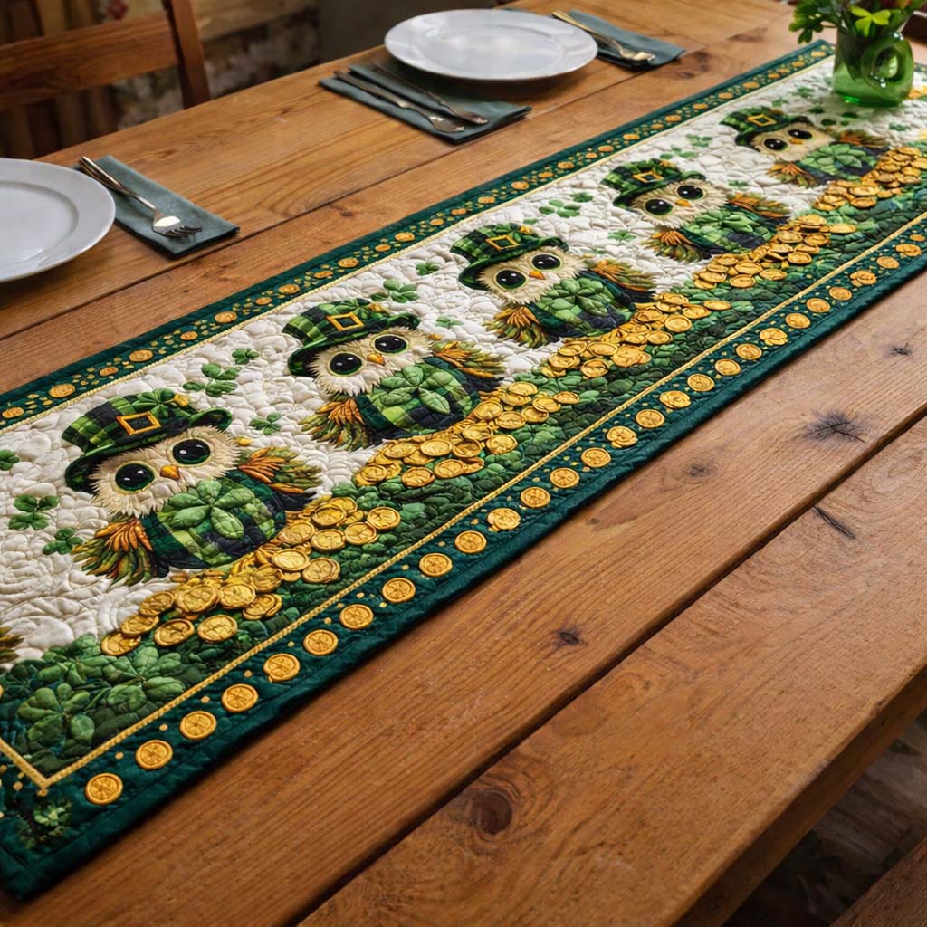 Lucky Owl Parade Quilted Table Runner GFTOHD13415