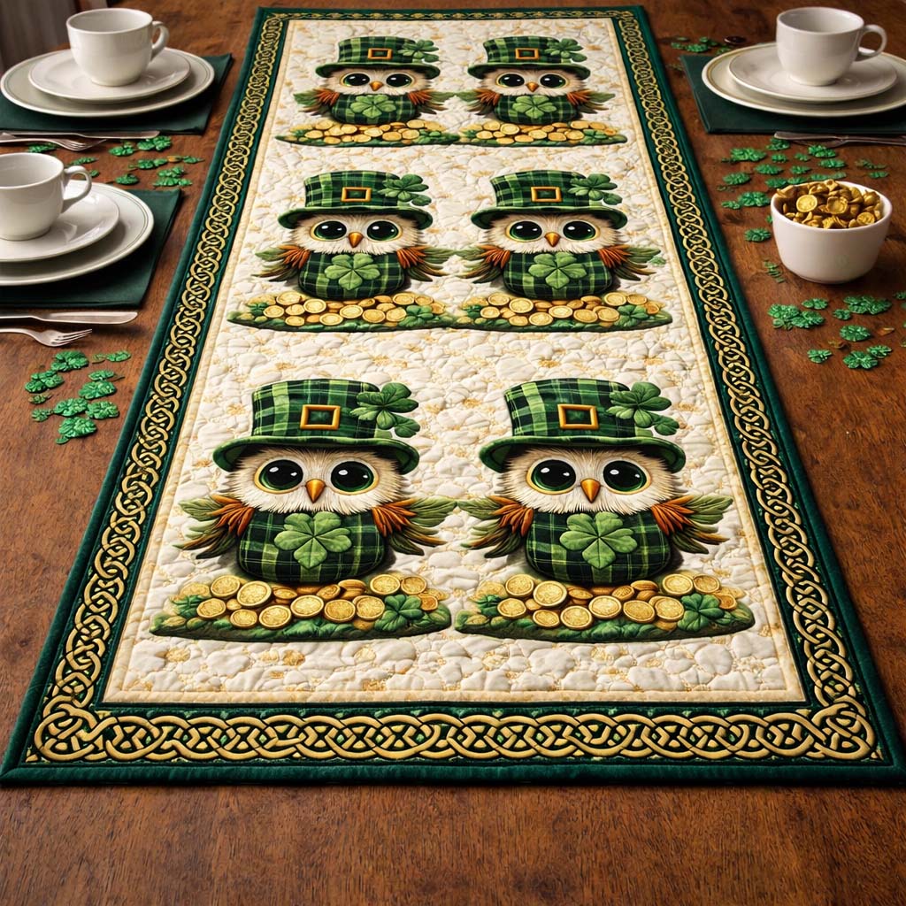Golden Owl Clover Quilted Table Runner GFTOHD13416