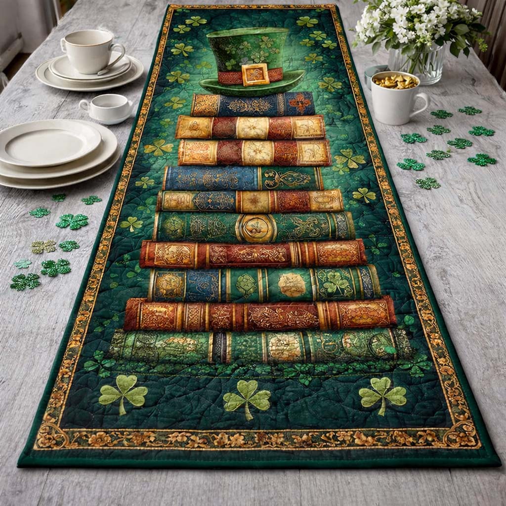Shamrock Story Books Quilted Table Runner GFTOHD13417
