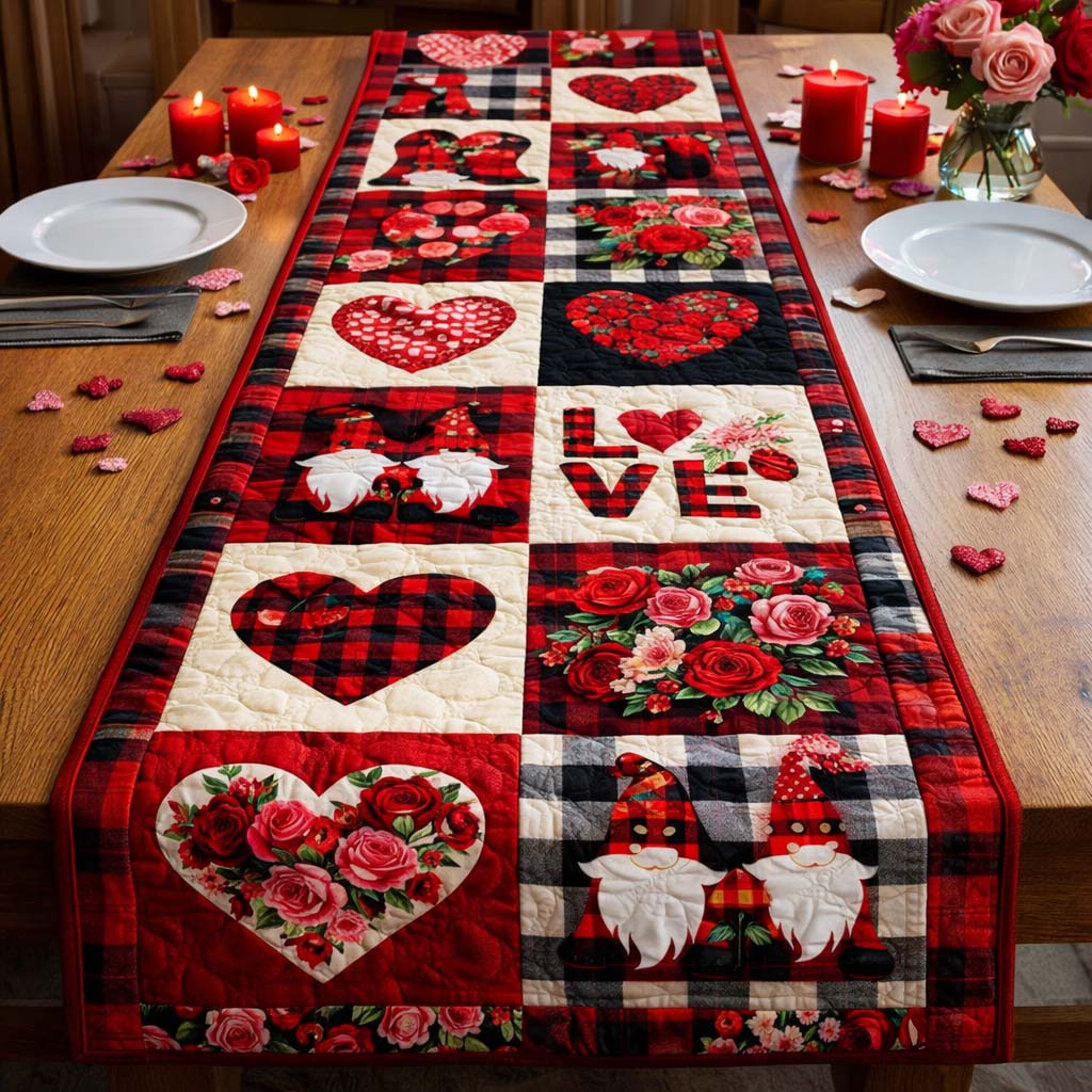 Crimson Heart Quilt Quilted Table Runner GFTOHD13419